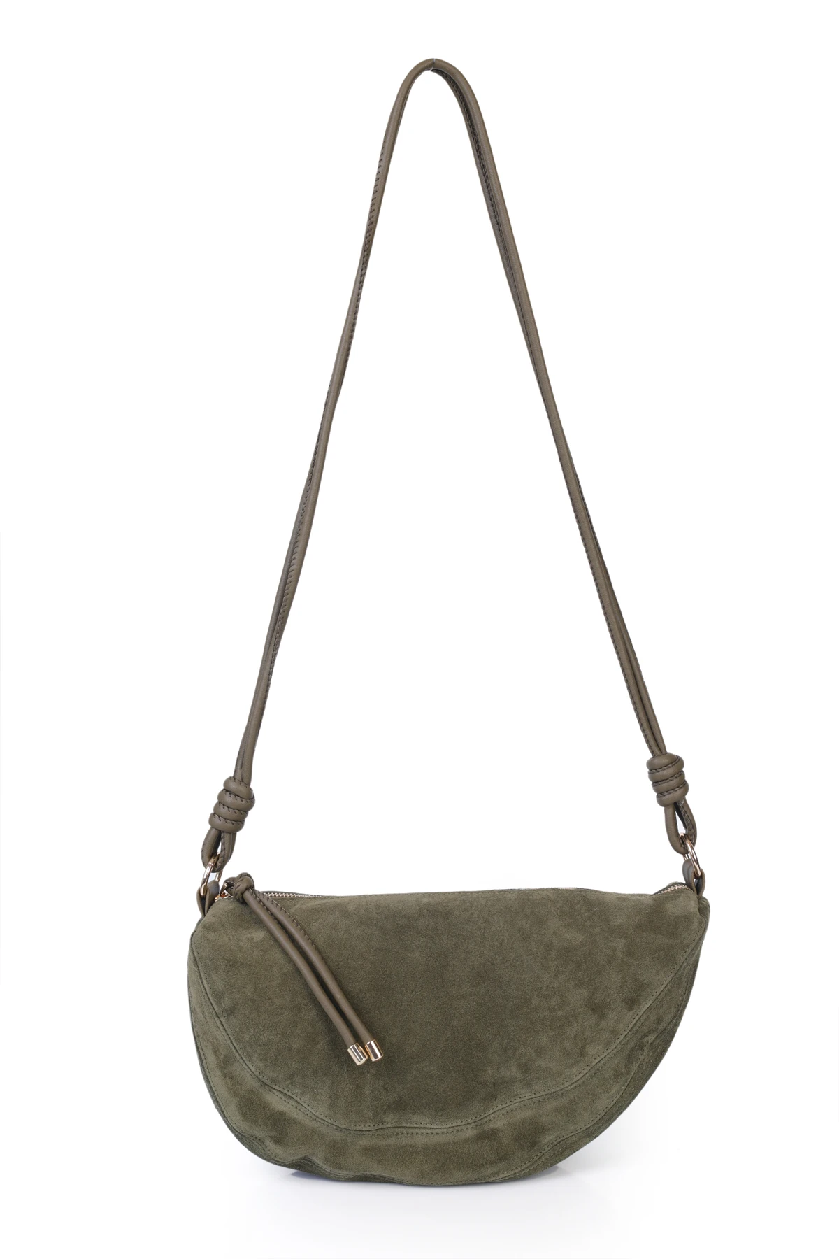 Clara Hakiki Deri Düğümlü Askılı Omuz Çantası - Haki Süet