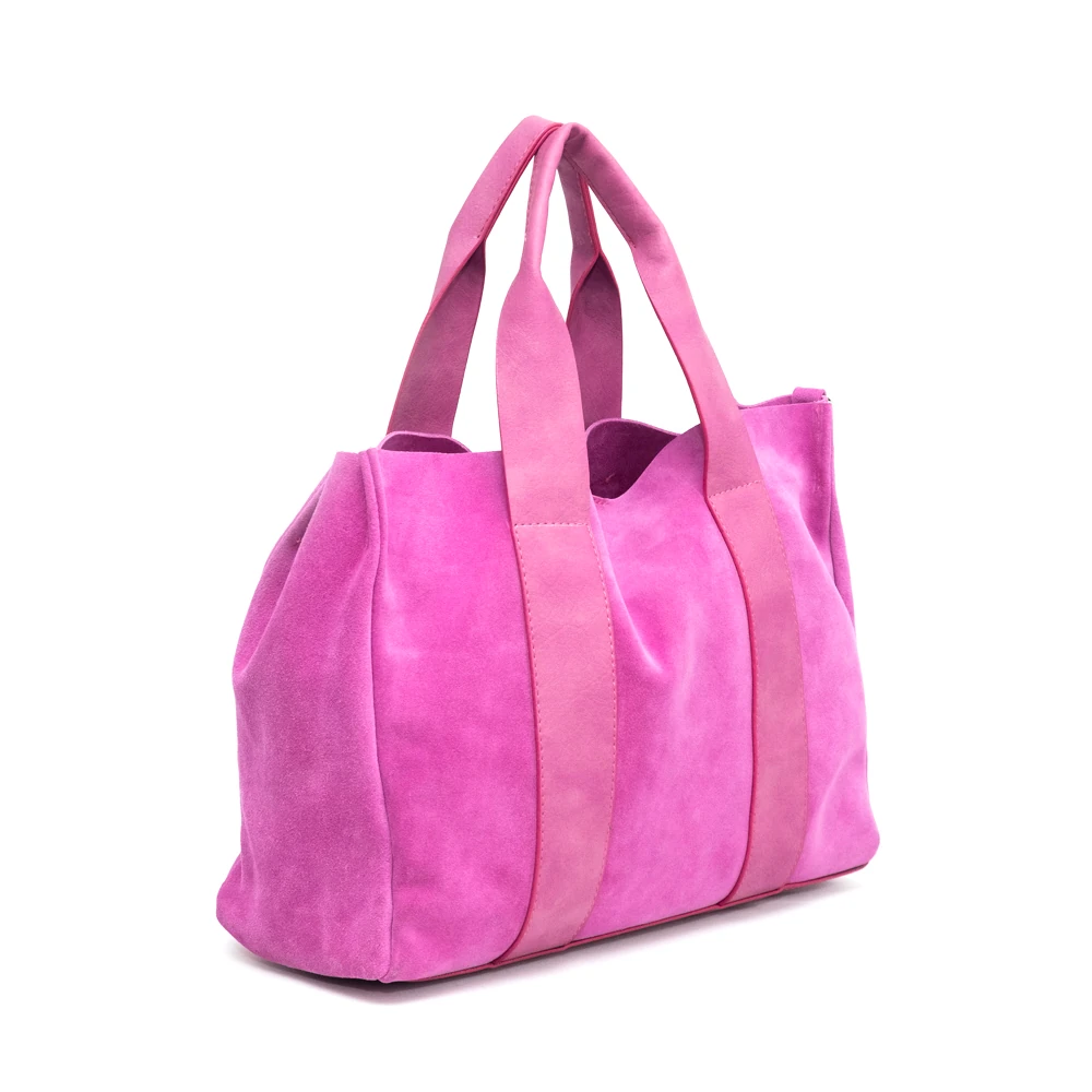 Çift Şeritli Hakiki Deri Tote Çanta