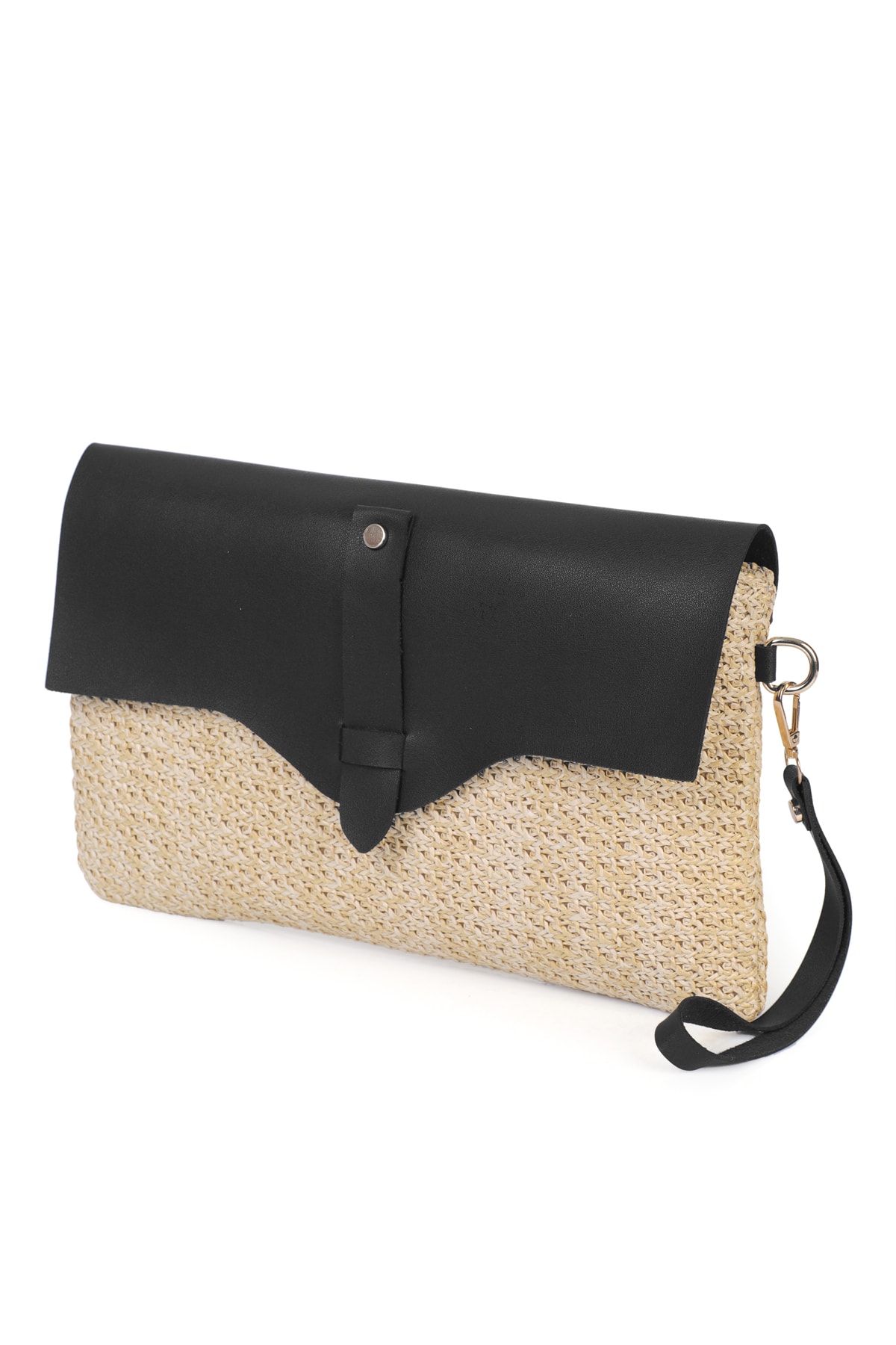 Cloe Mıknatıs Kapaklı Hasır Clutch Çanta