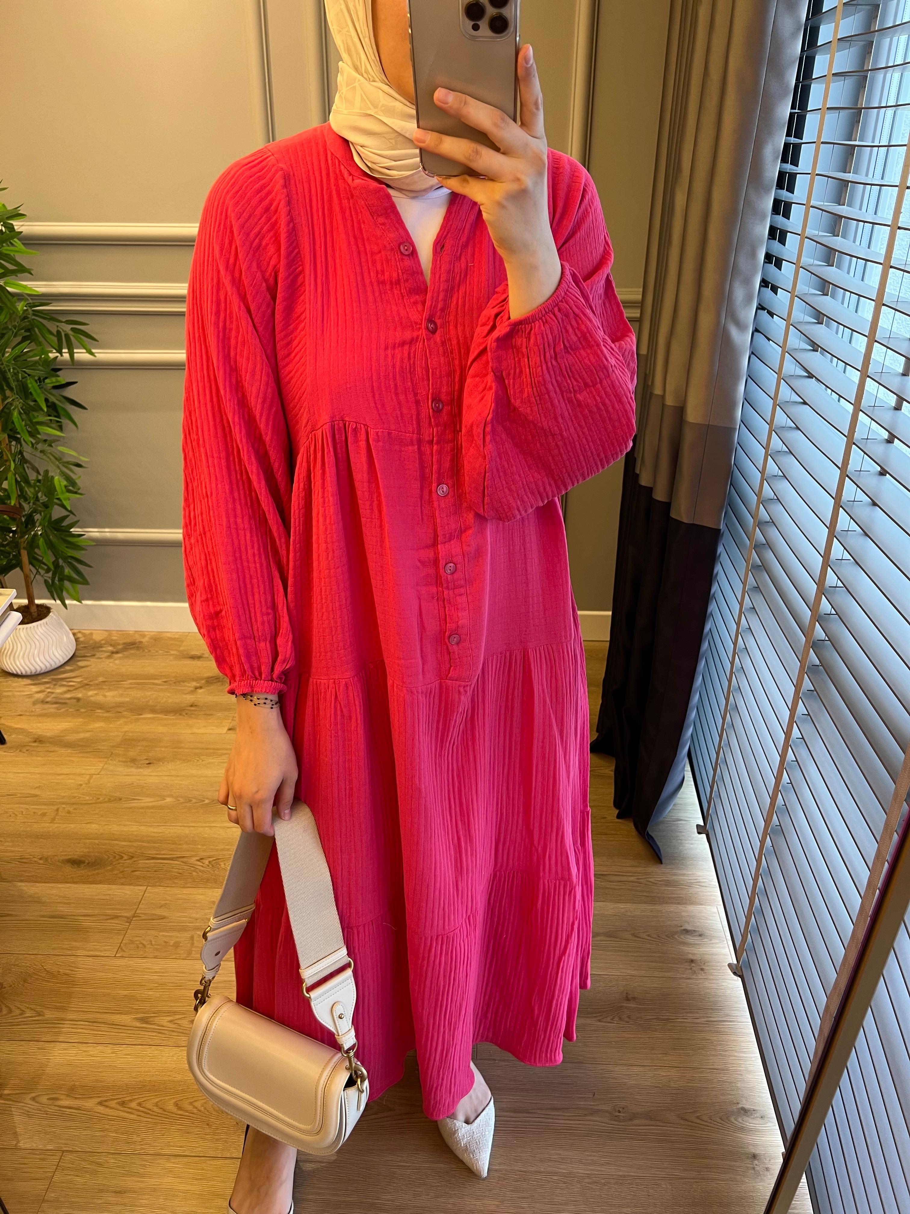 Müslin Elbise Pembe
