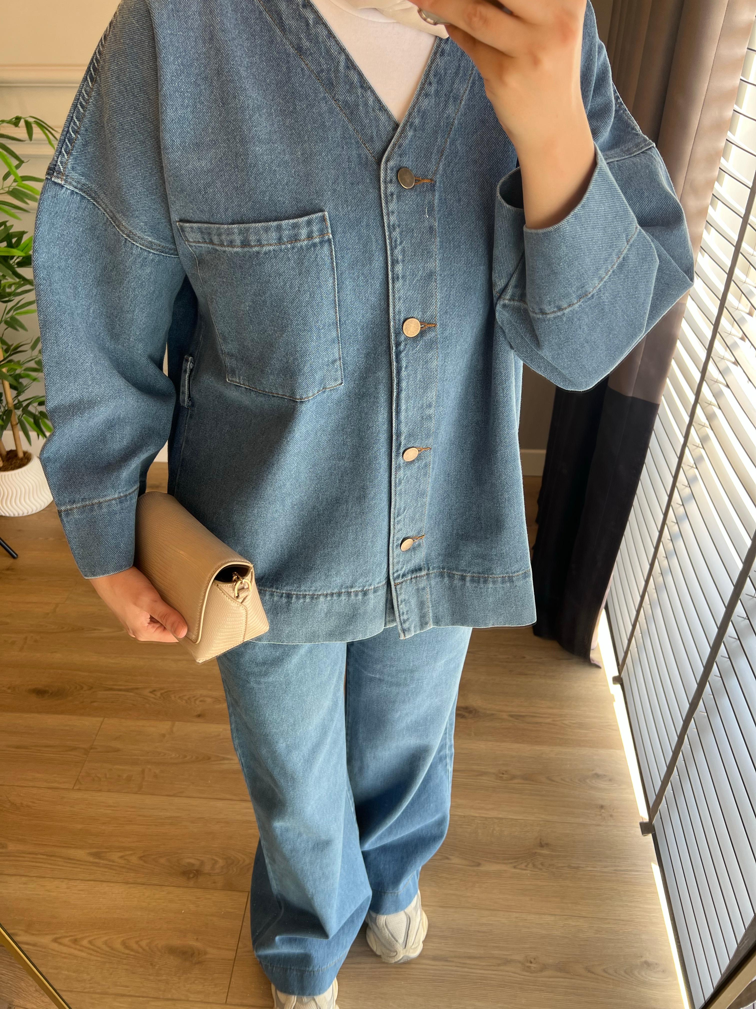 Denim Kot Takım Mavi