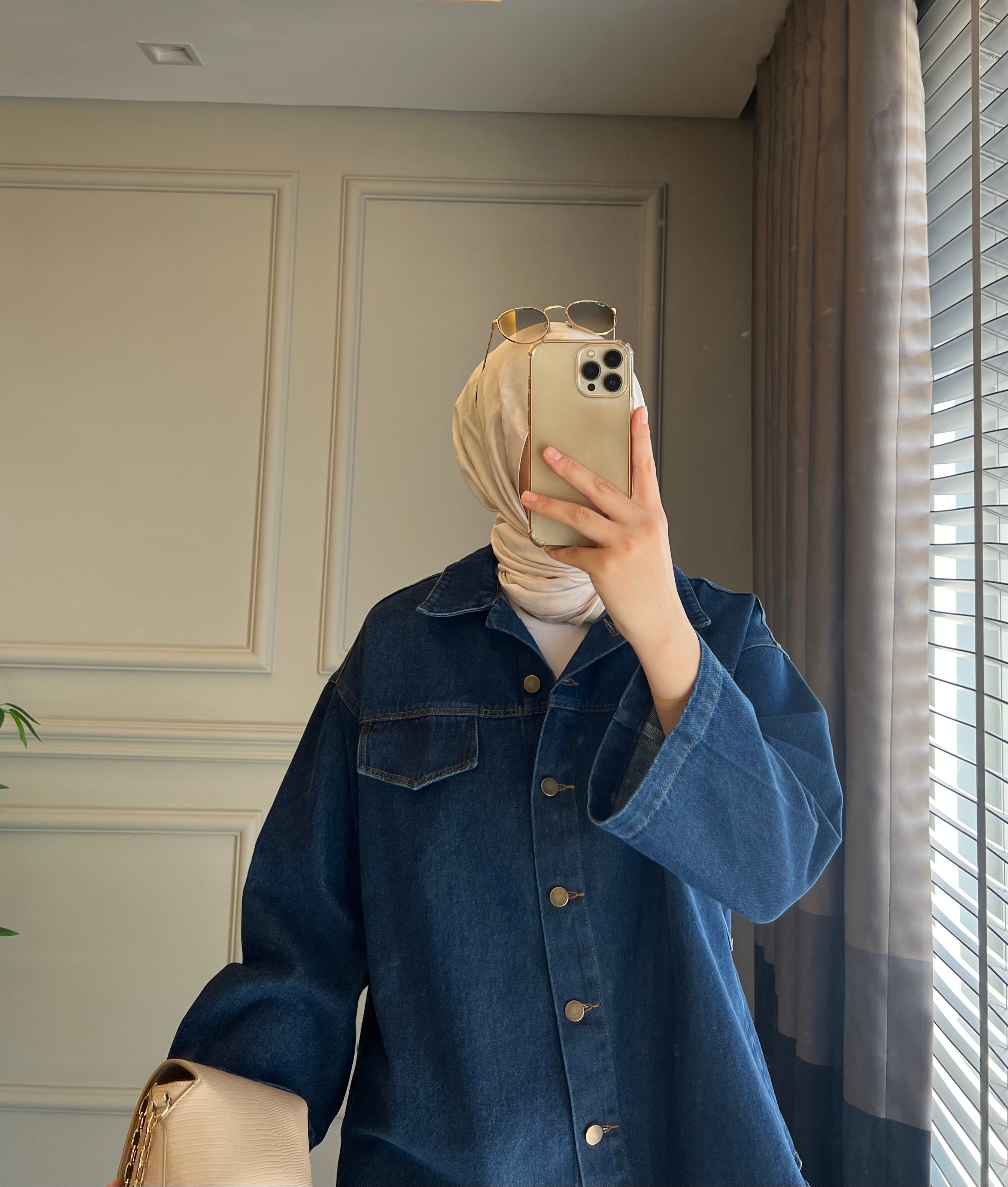 Cep Detaylı Denim Takım Lacivert