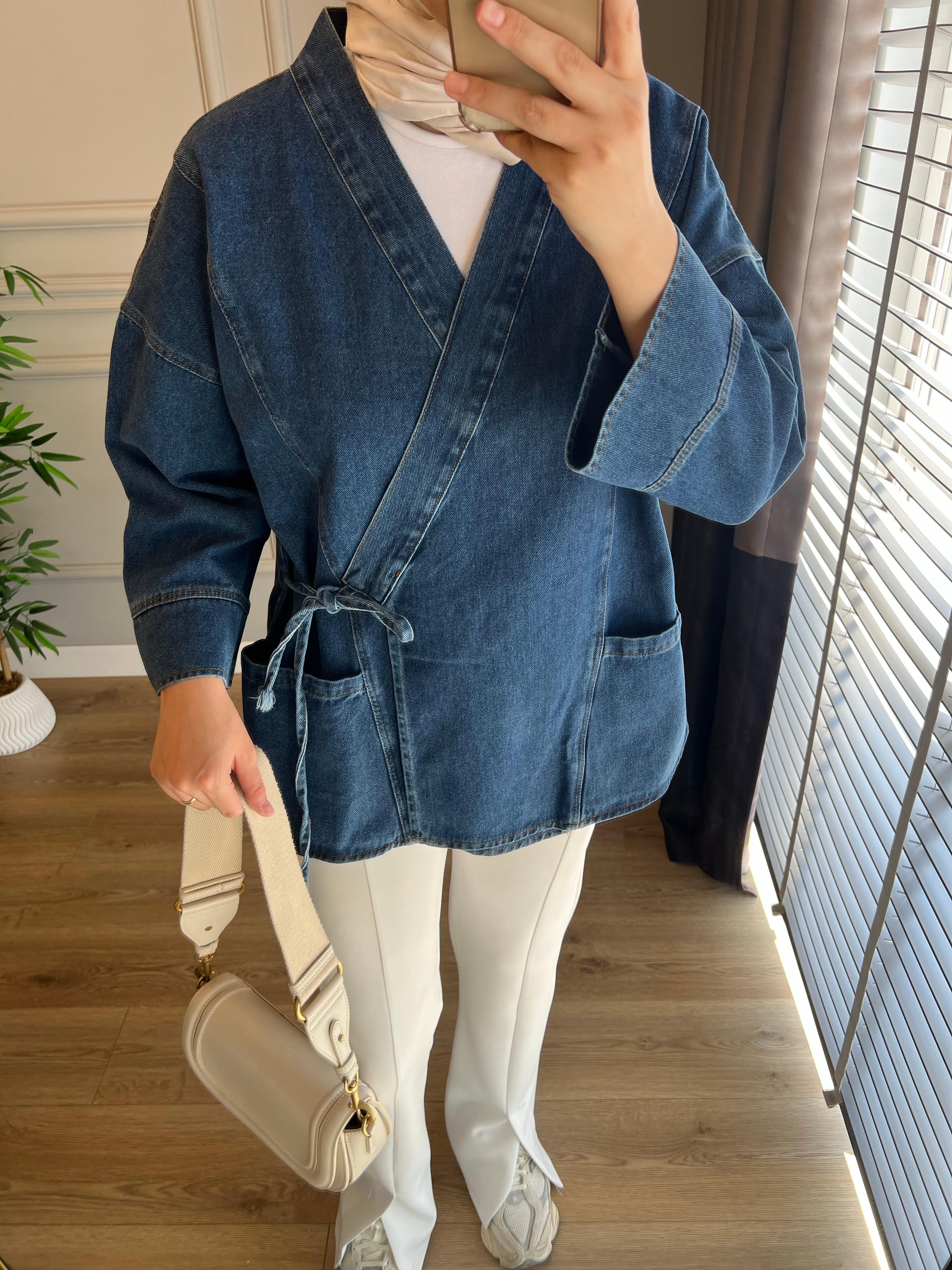 Denim Kimono Lacivert 