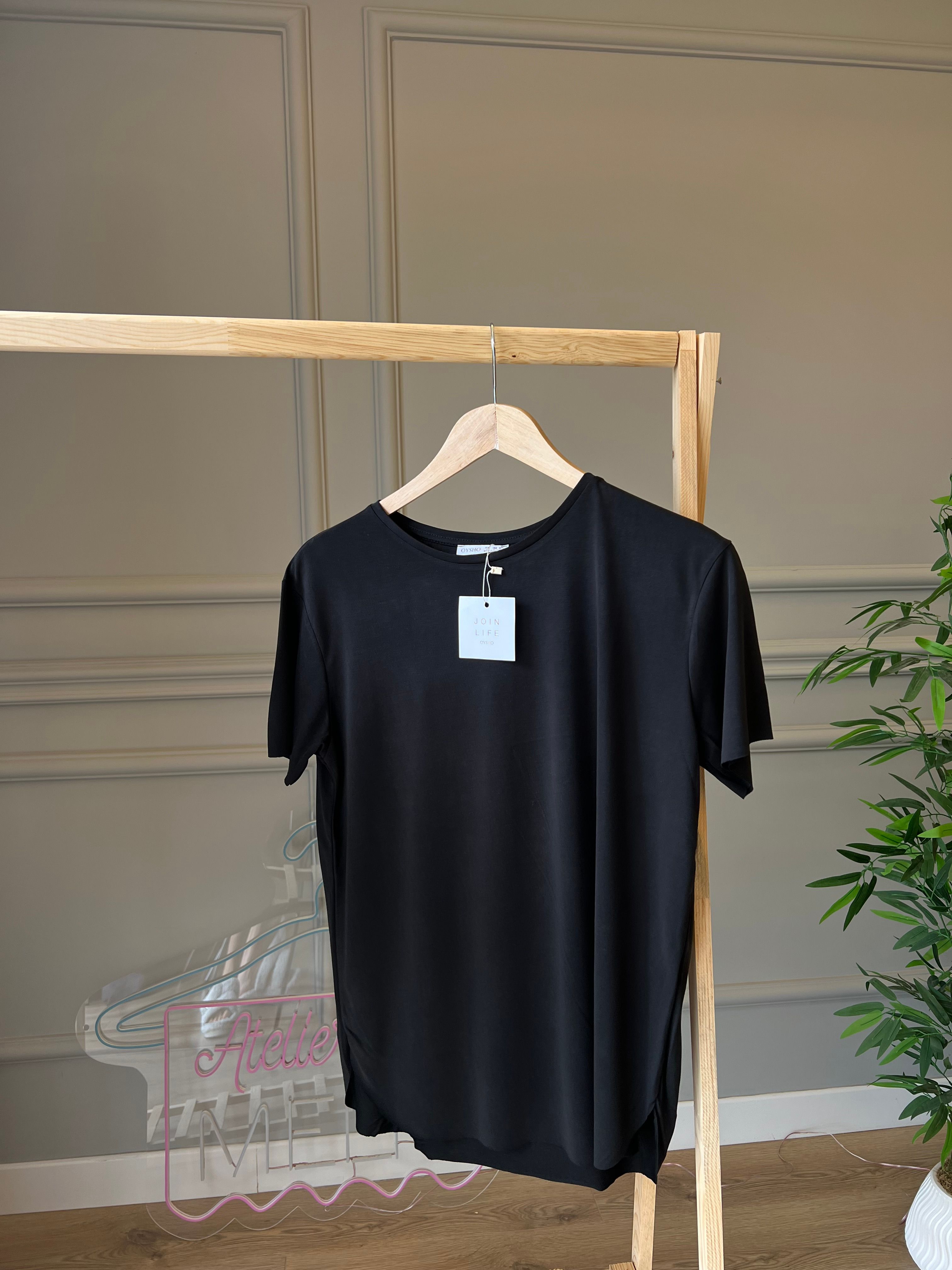 Marka Basic Modal Kumaş Tshirt Siyah