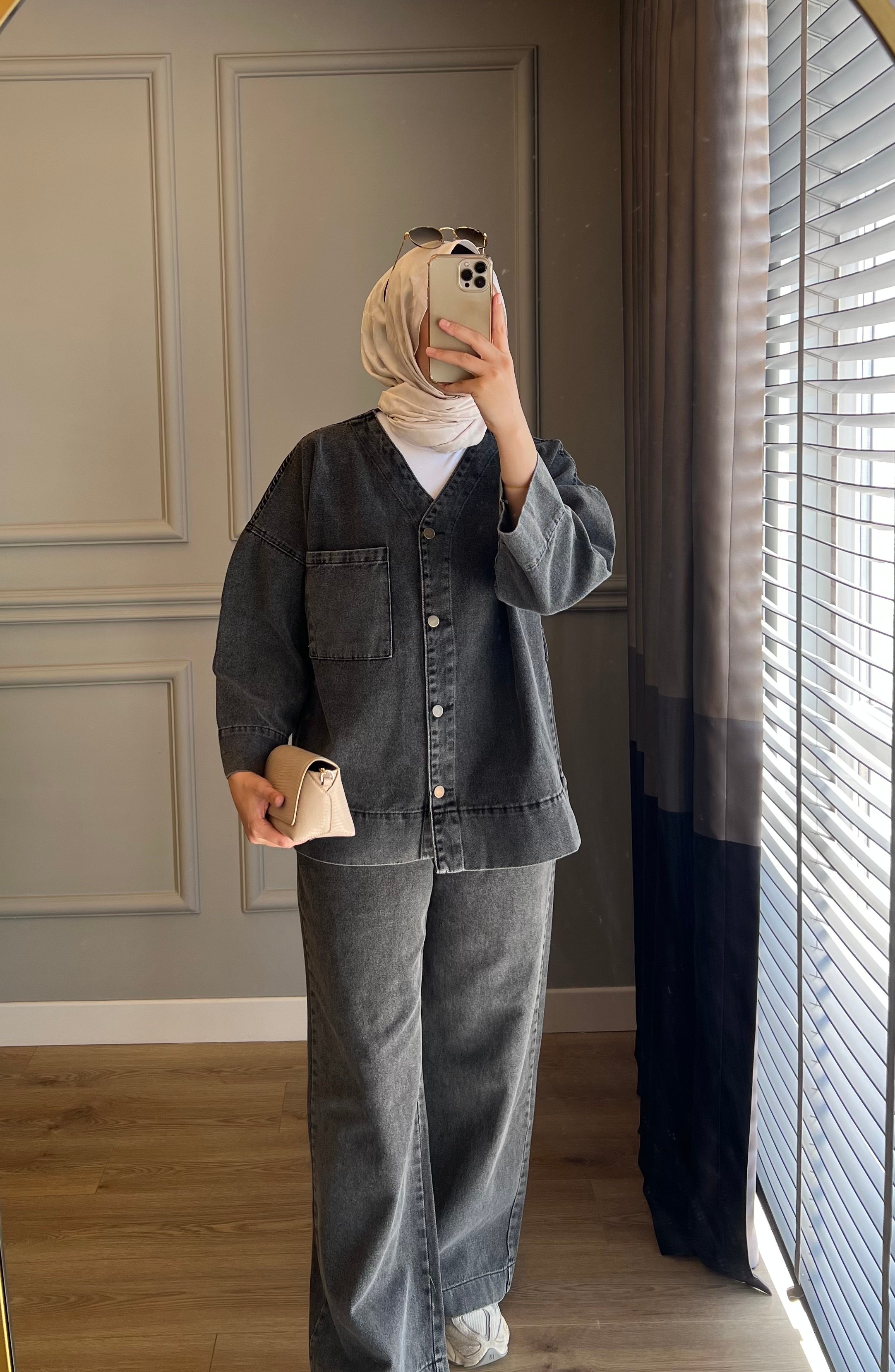 Denim Kot Takım Antrasit 