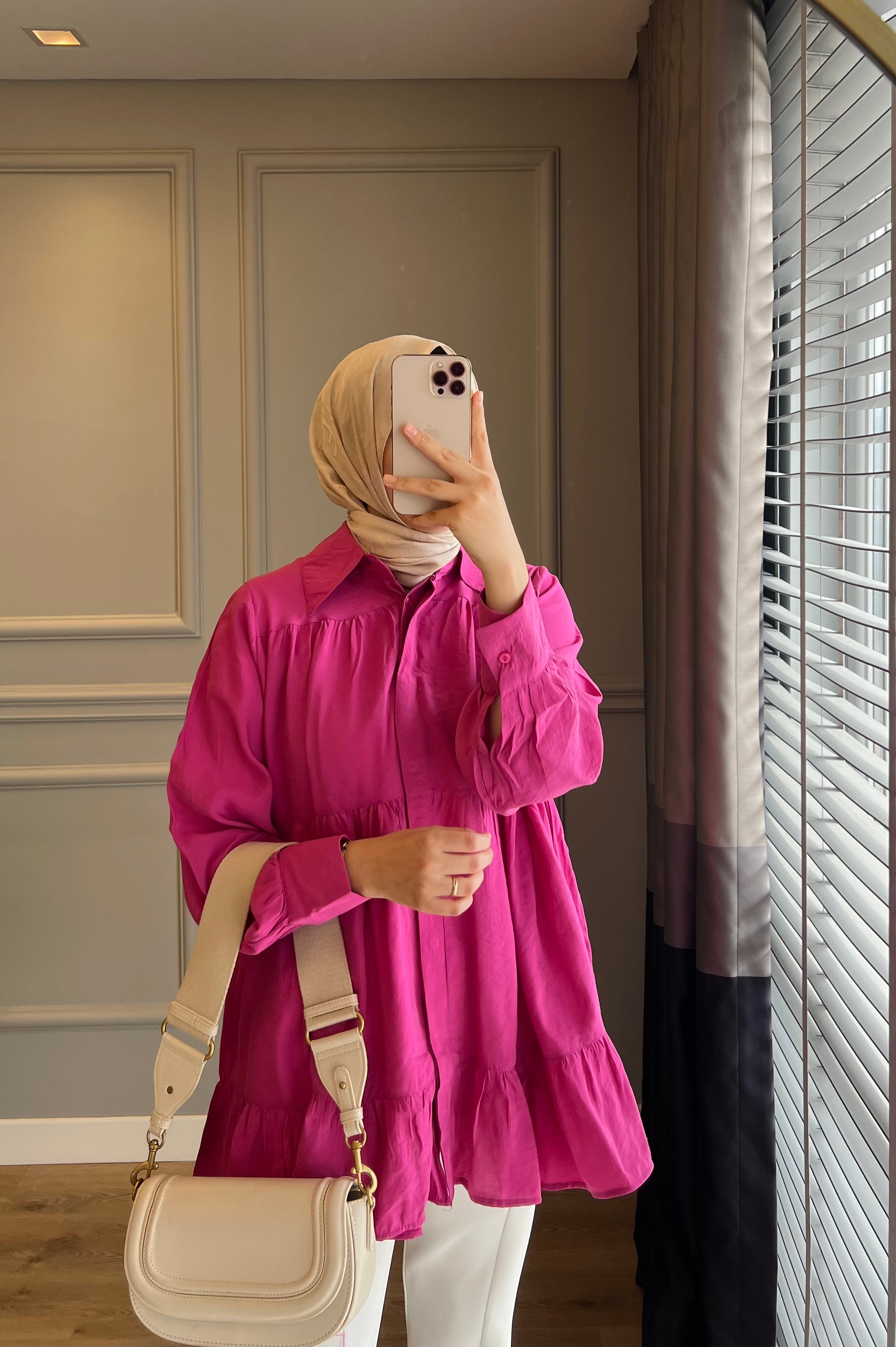 Valonlu Tensel Gömlek Pembe
