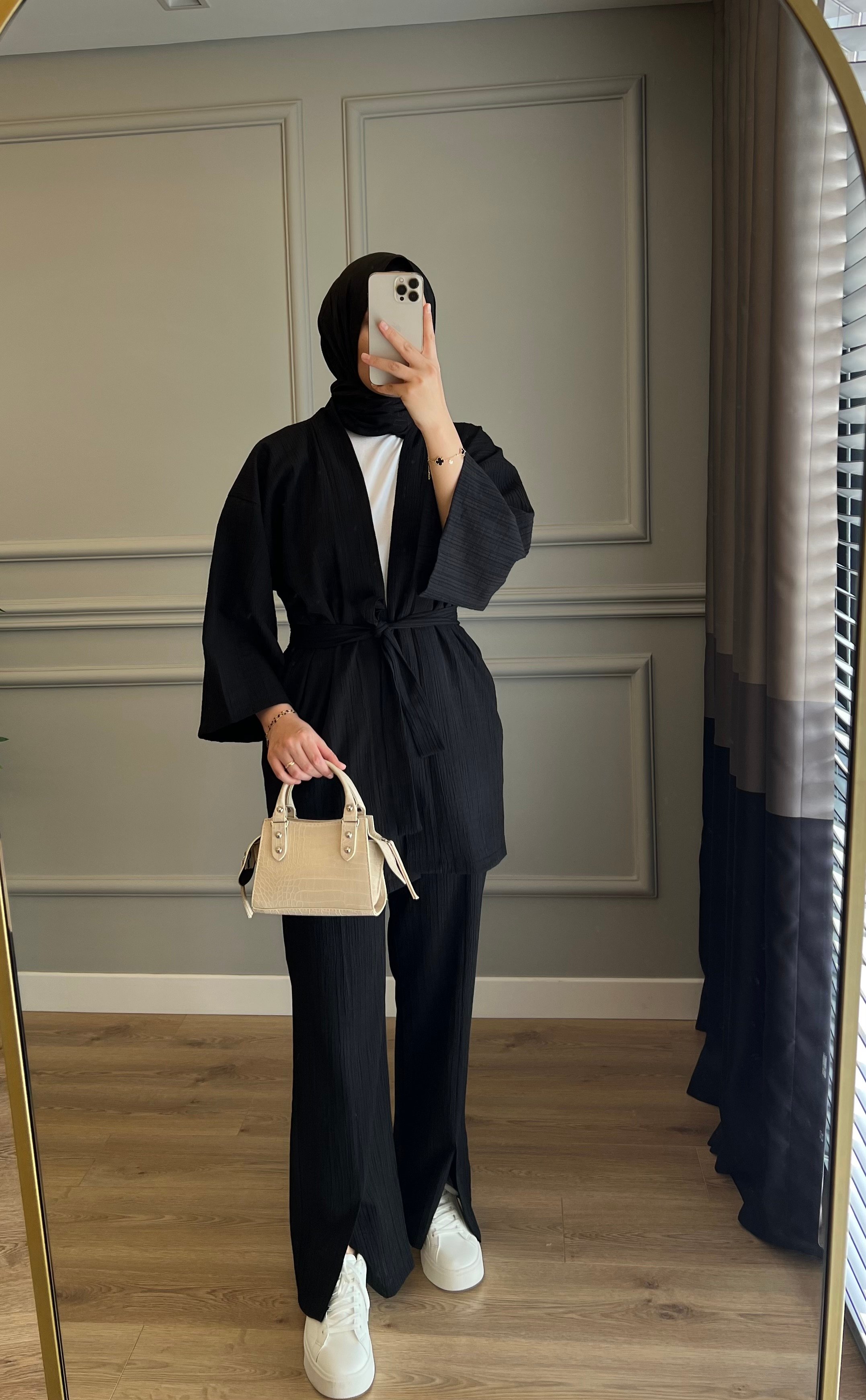 Müslin Kimono Takım Siyah