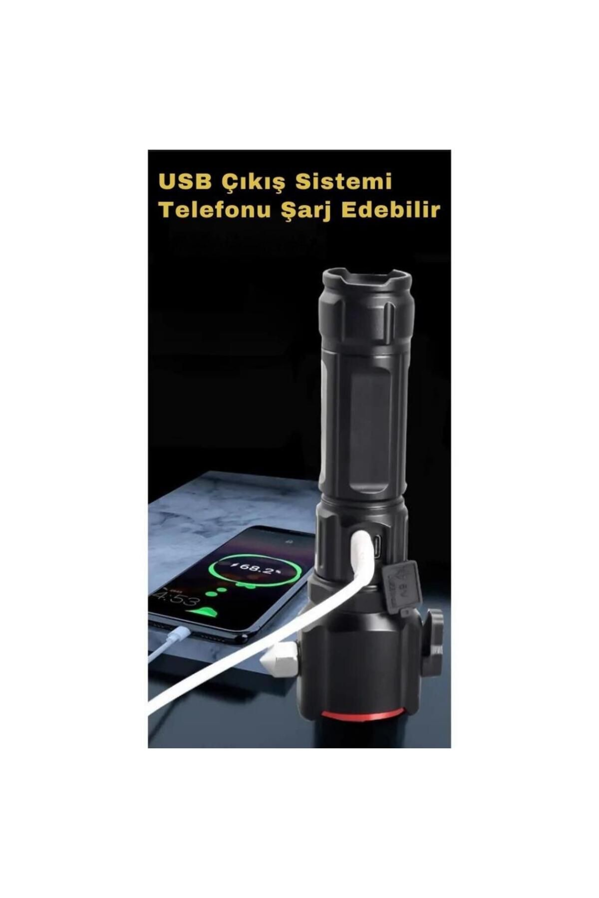 Gold Silver GS‑3400 TG‑LED USB Şarjlı 3000 Lümen El Feneri – Zoom Özellikli