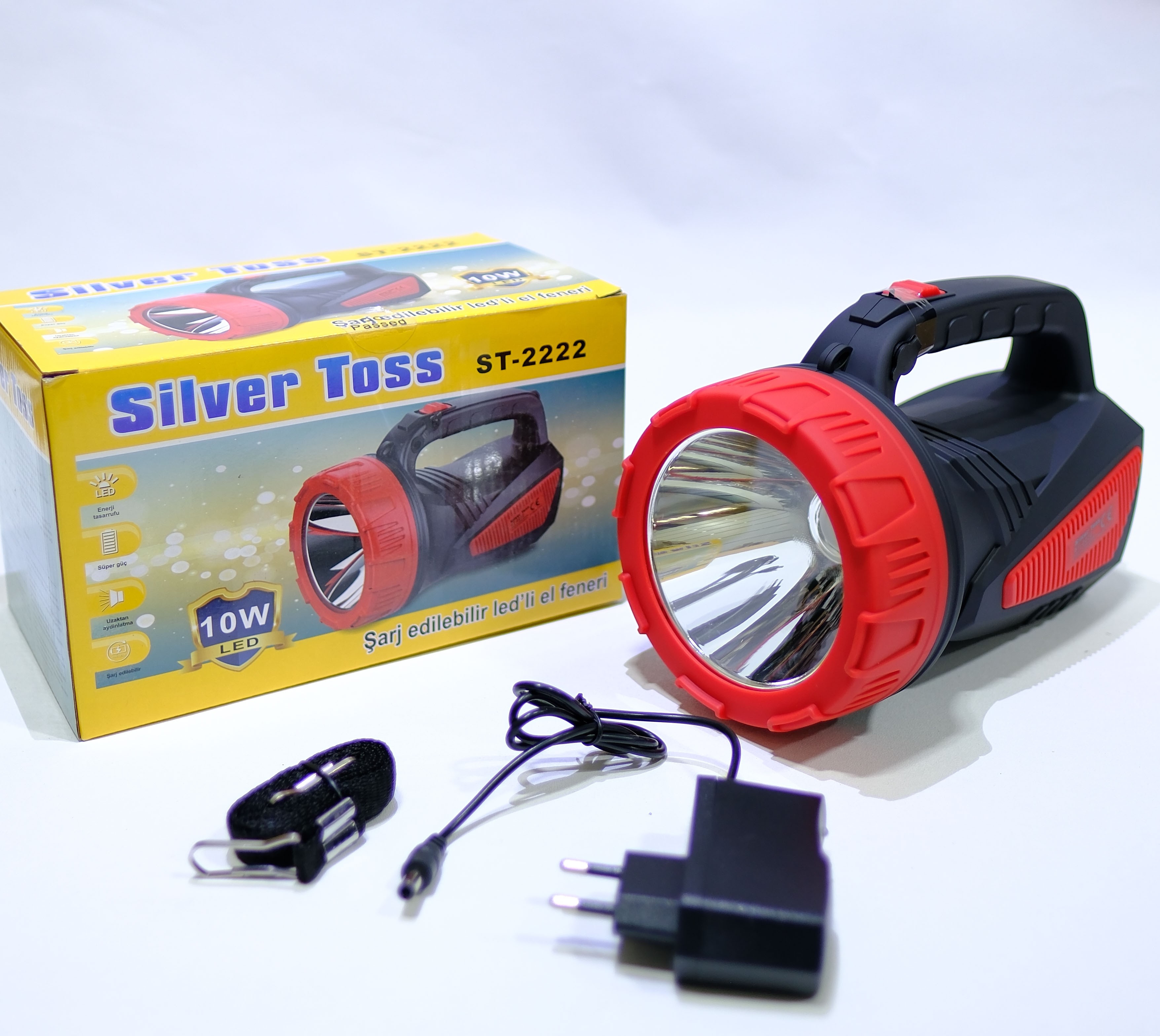 Silver Toss ST‑2222 10 W Şarjlı Projektör El Feneri – 8000 mAh