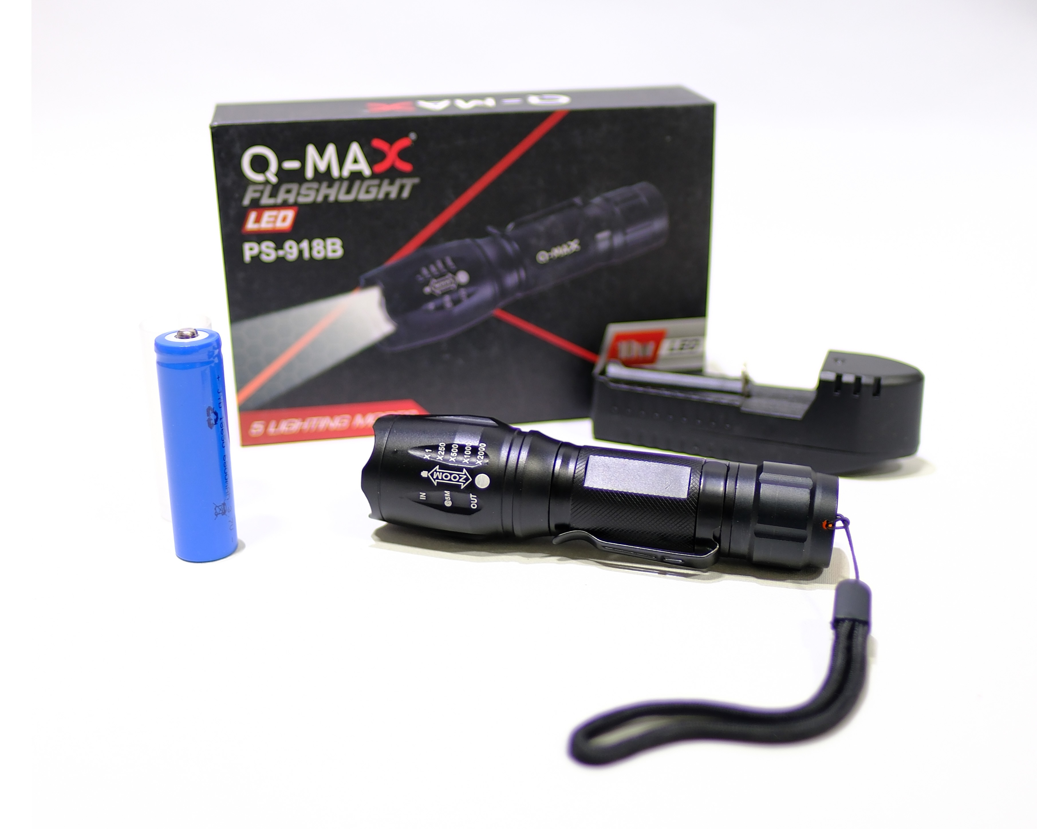 Q‑MAX PS‑918B Zoomlu 60W Şarjlı Police El Feneri