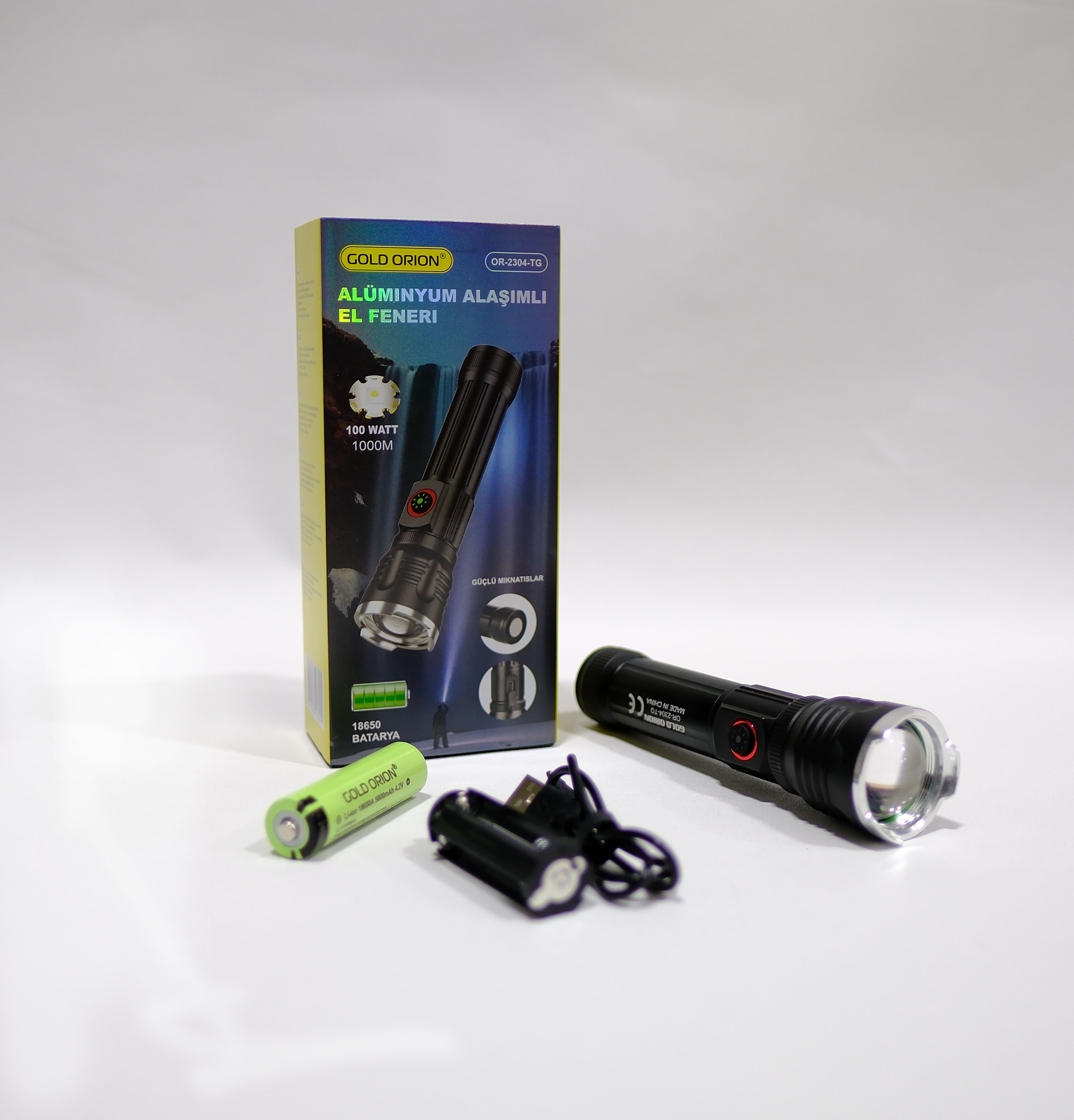 Gold Orion OR‑2304‑TG – Zoomlu USB Şarjlı El Feneri (Model OR-2304-TG)