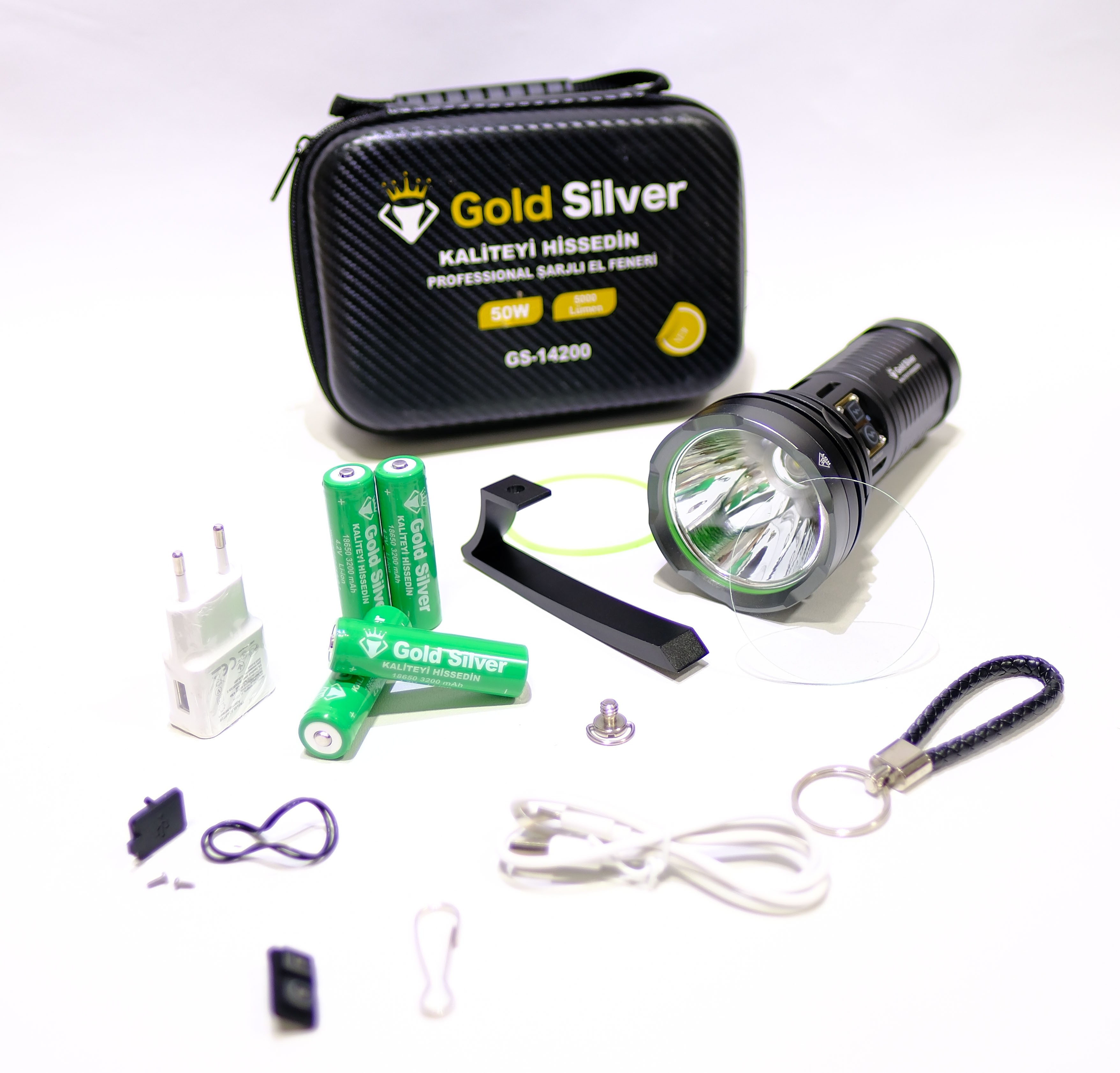 Gold Silver OR-14200 Şarjlı LED El Feneri – Dayanıklı, Güçlü Aydınlatma