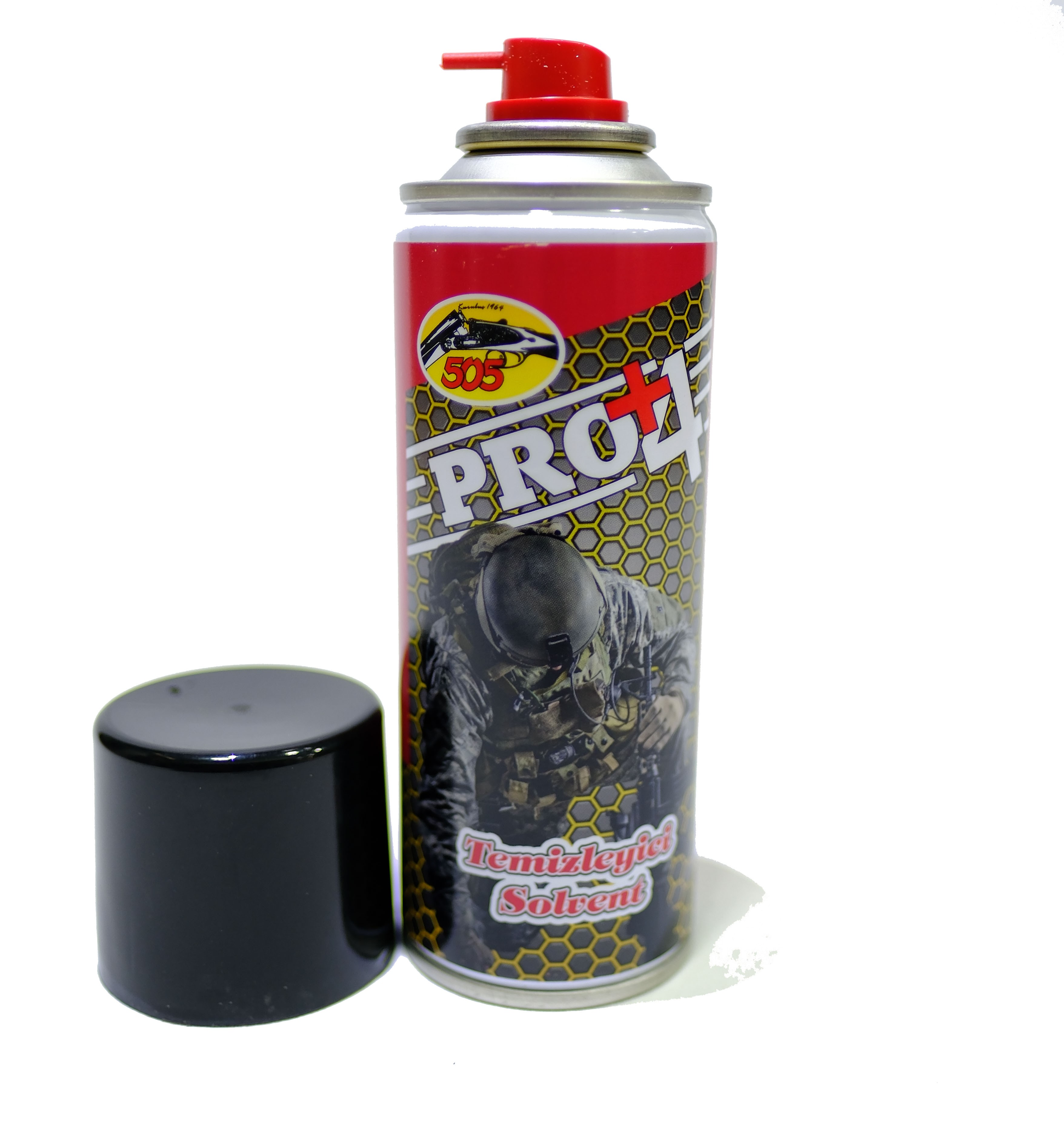 PRO+4 Temizleyici Solvent Sprey – Silah ve Mekanik Parça Yağ, Kurum ve Kalıntı Temizleyici