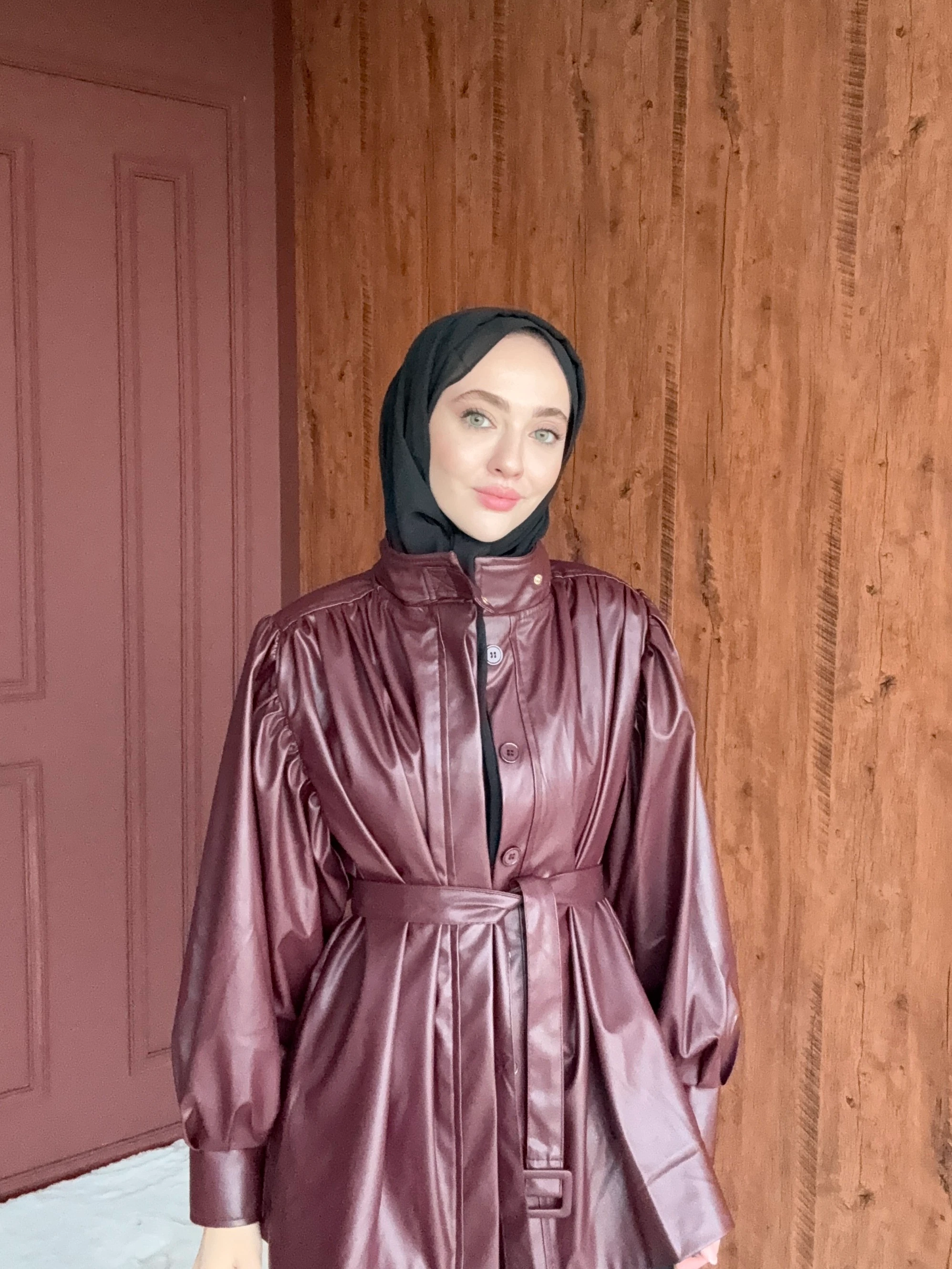 İnora Deri Ceket  - Bordo