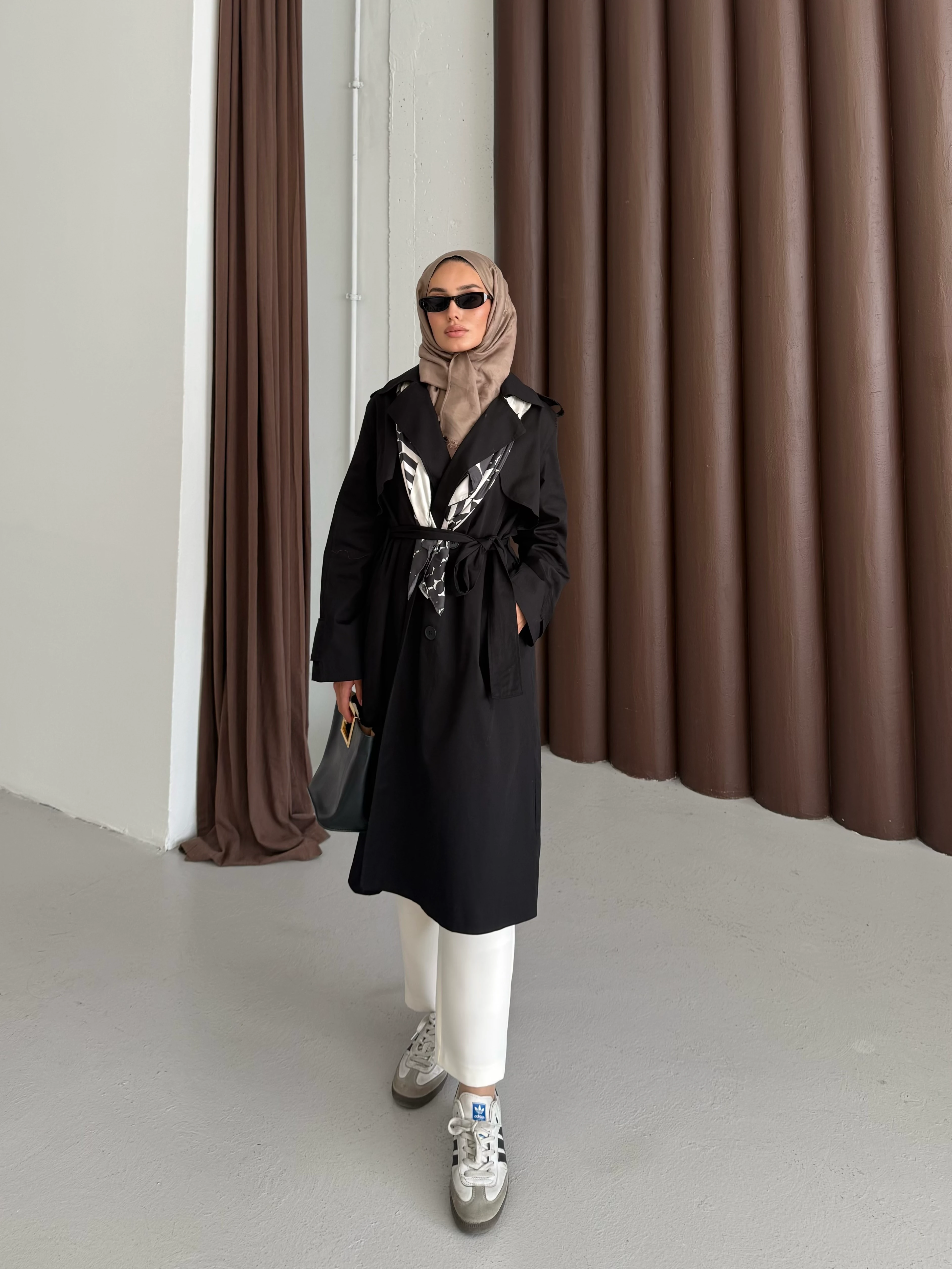 Amal Uzun Trençkot - Siyah