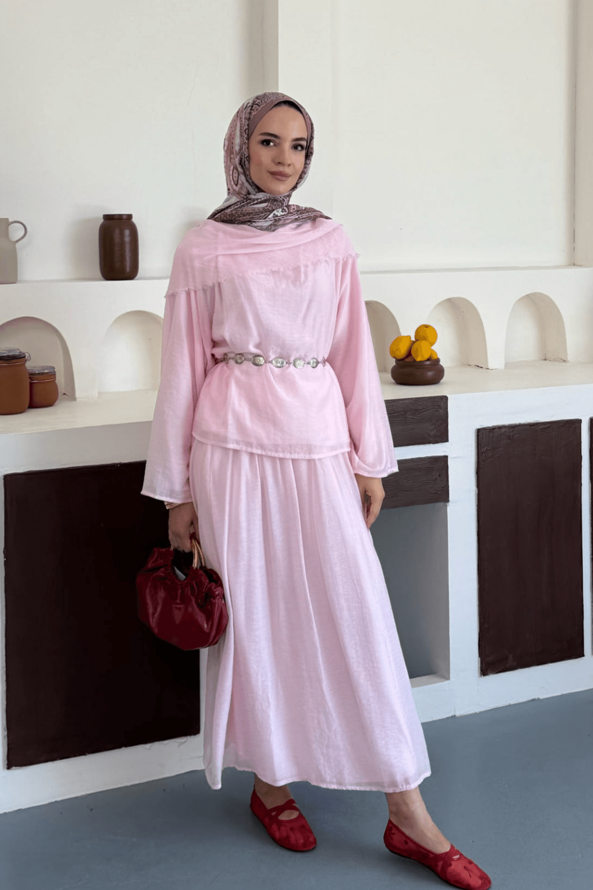 Ayrelle Etekli Takım - Pembe