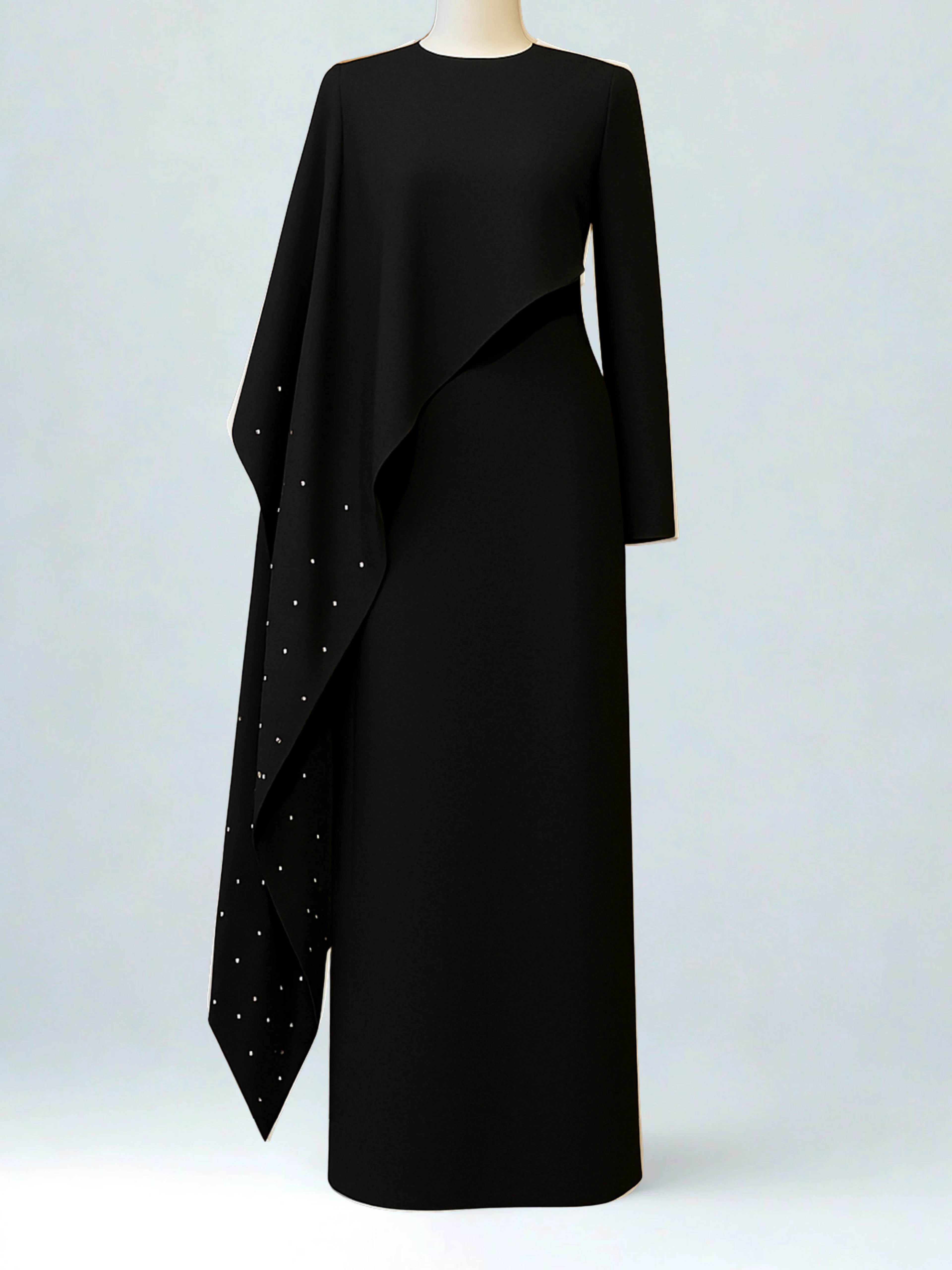 Opalya Taşlı Elbise - Siyah