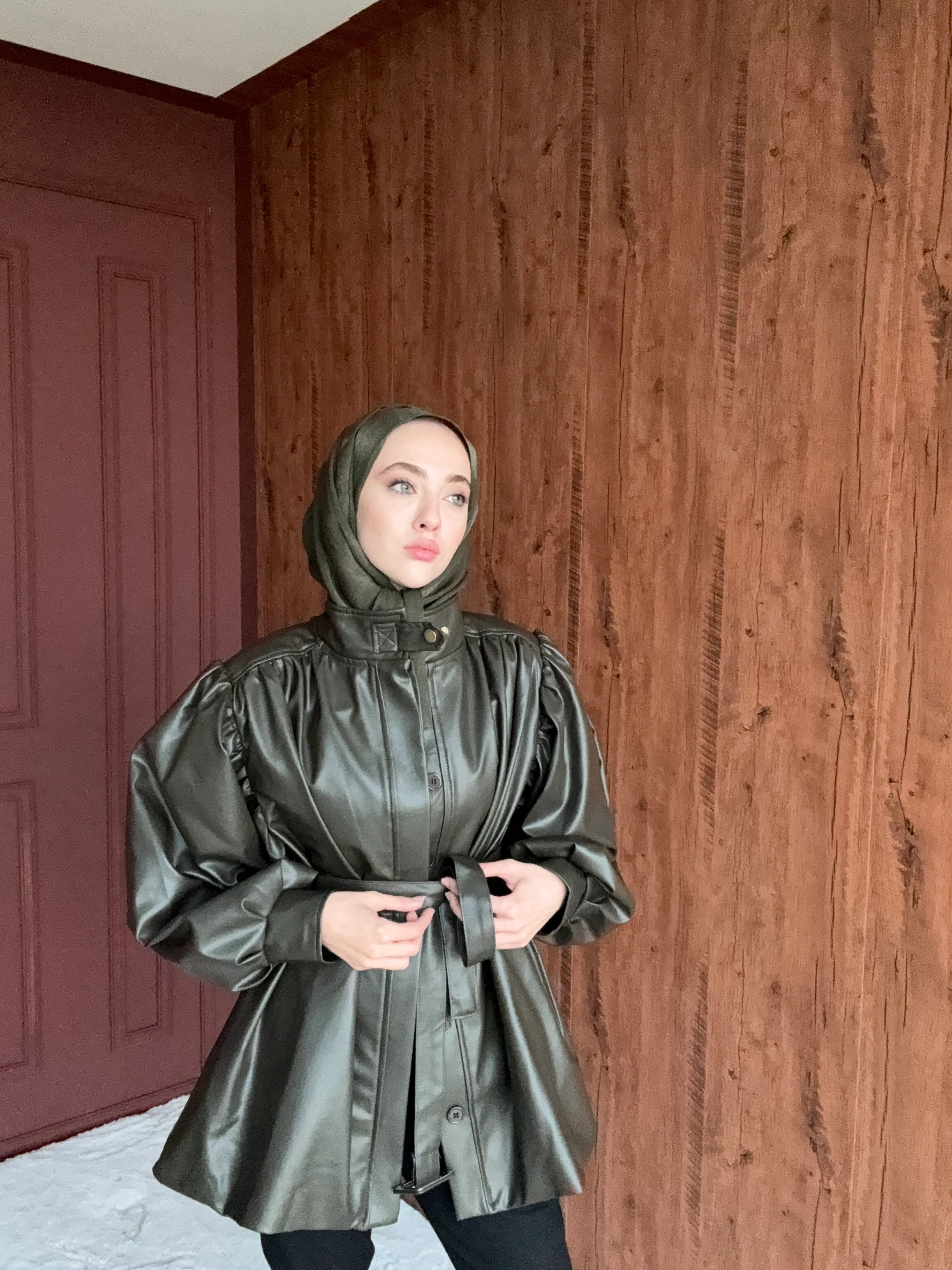 İnora Deri Ceket  - Çağla Yeşili