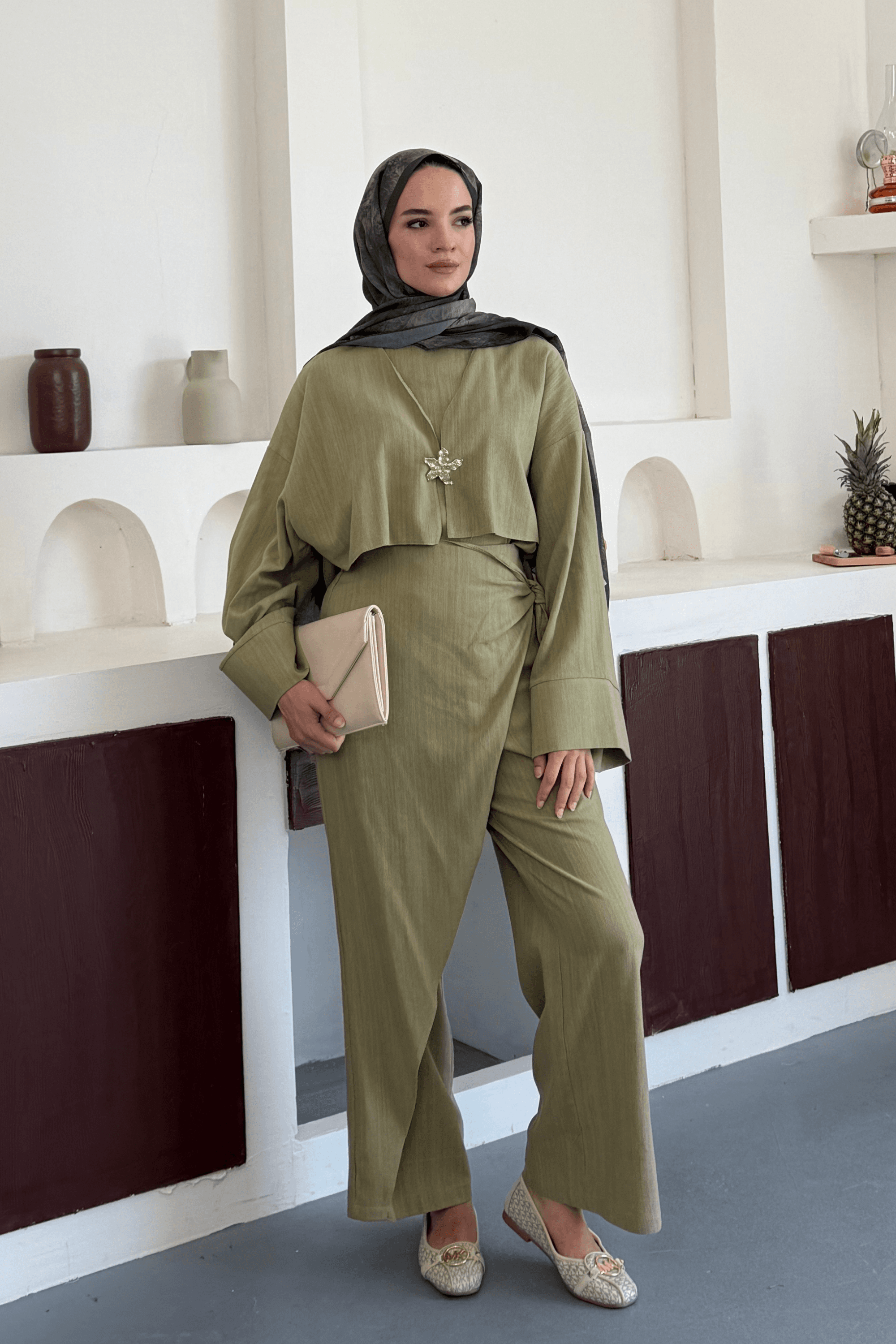 Kyvelle Pantolonlu Takım - Çağla Yeşili