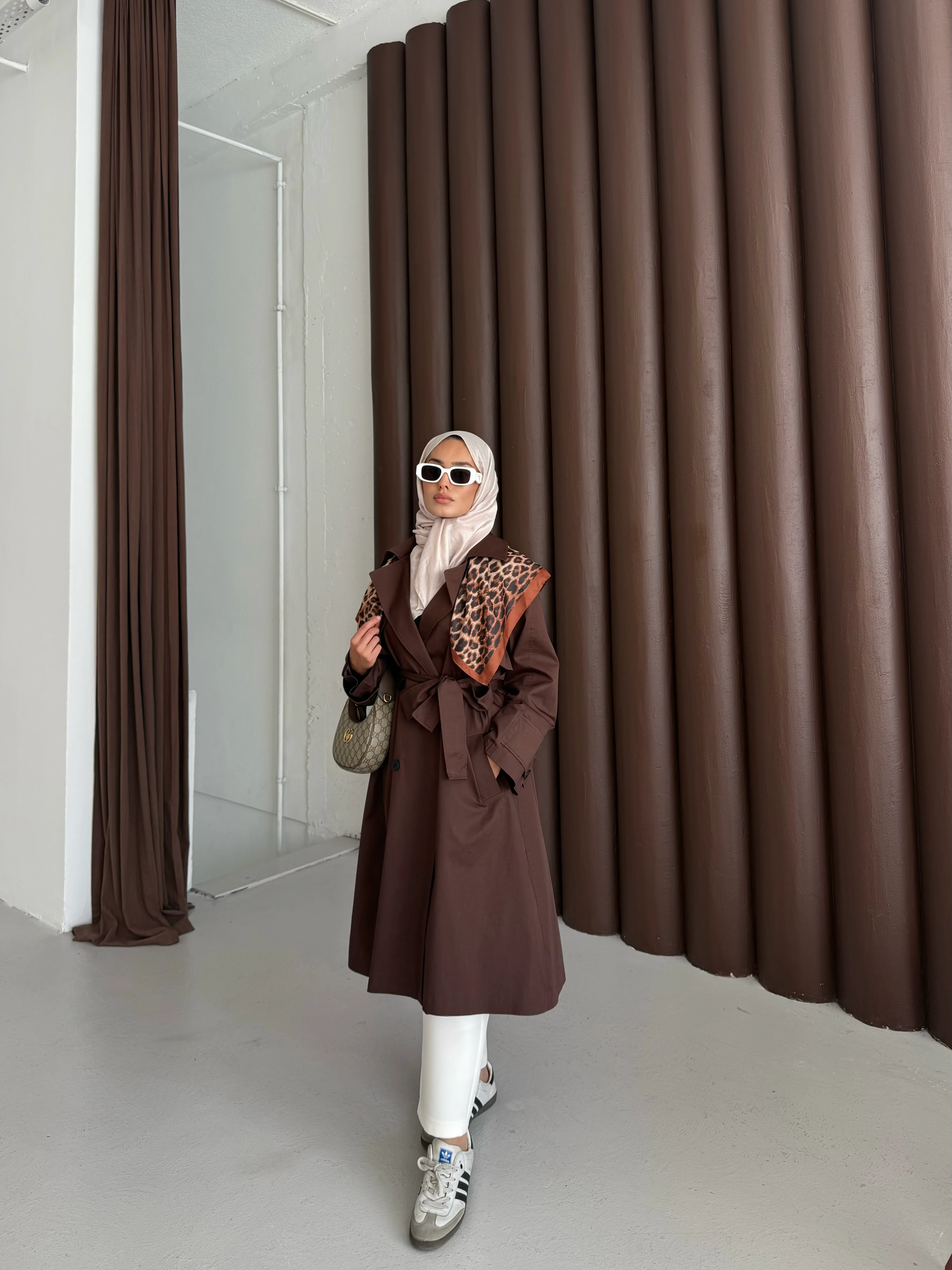 Amal Uzun Trençkot - Kahverengi