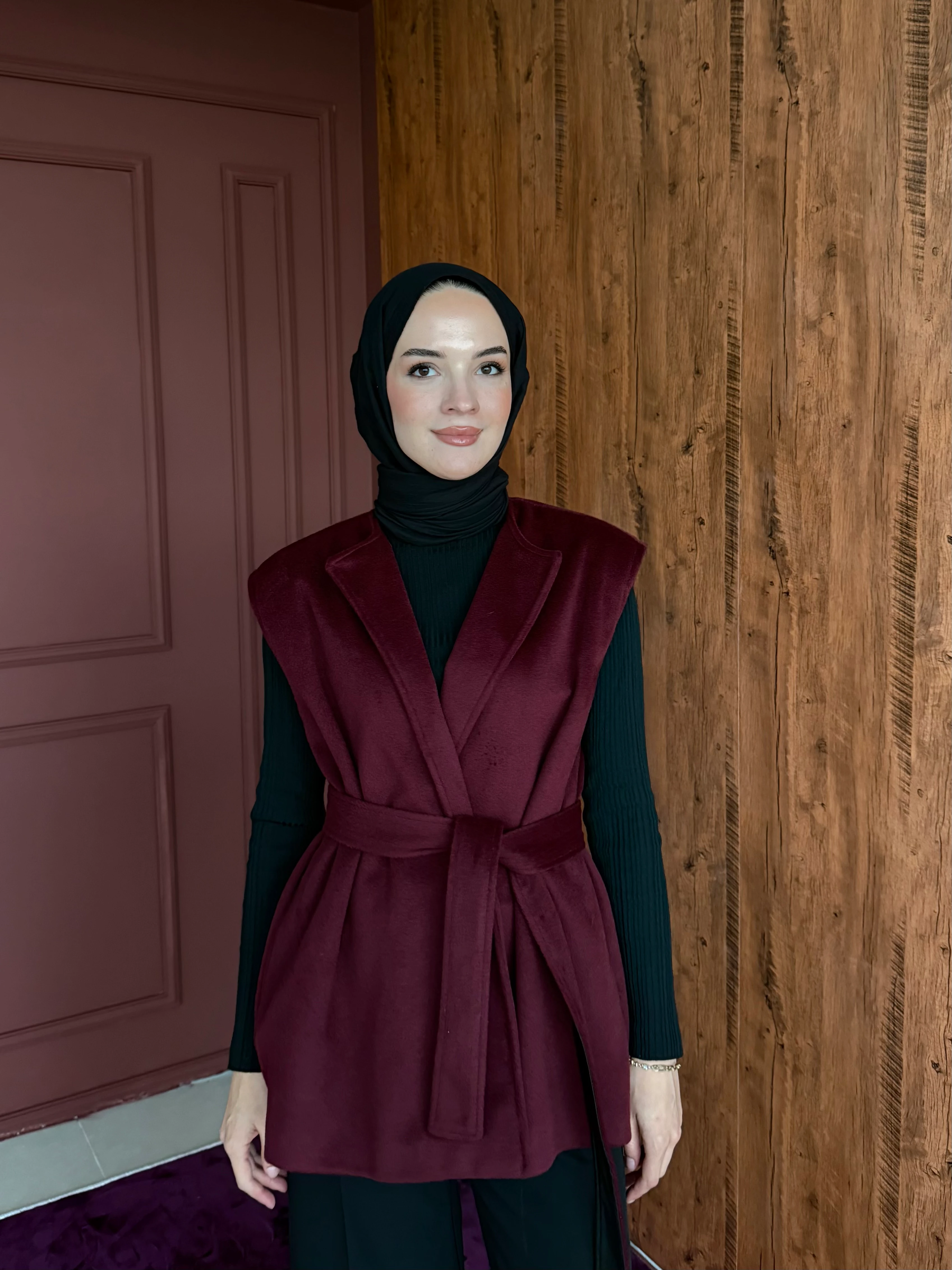 Venessa Vatkalı Kaban Yelek  - Bordo