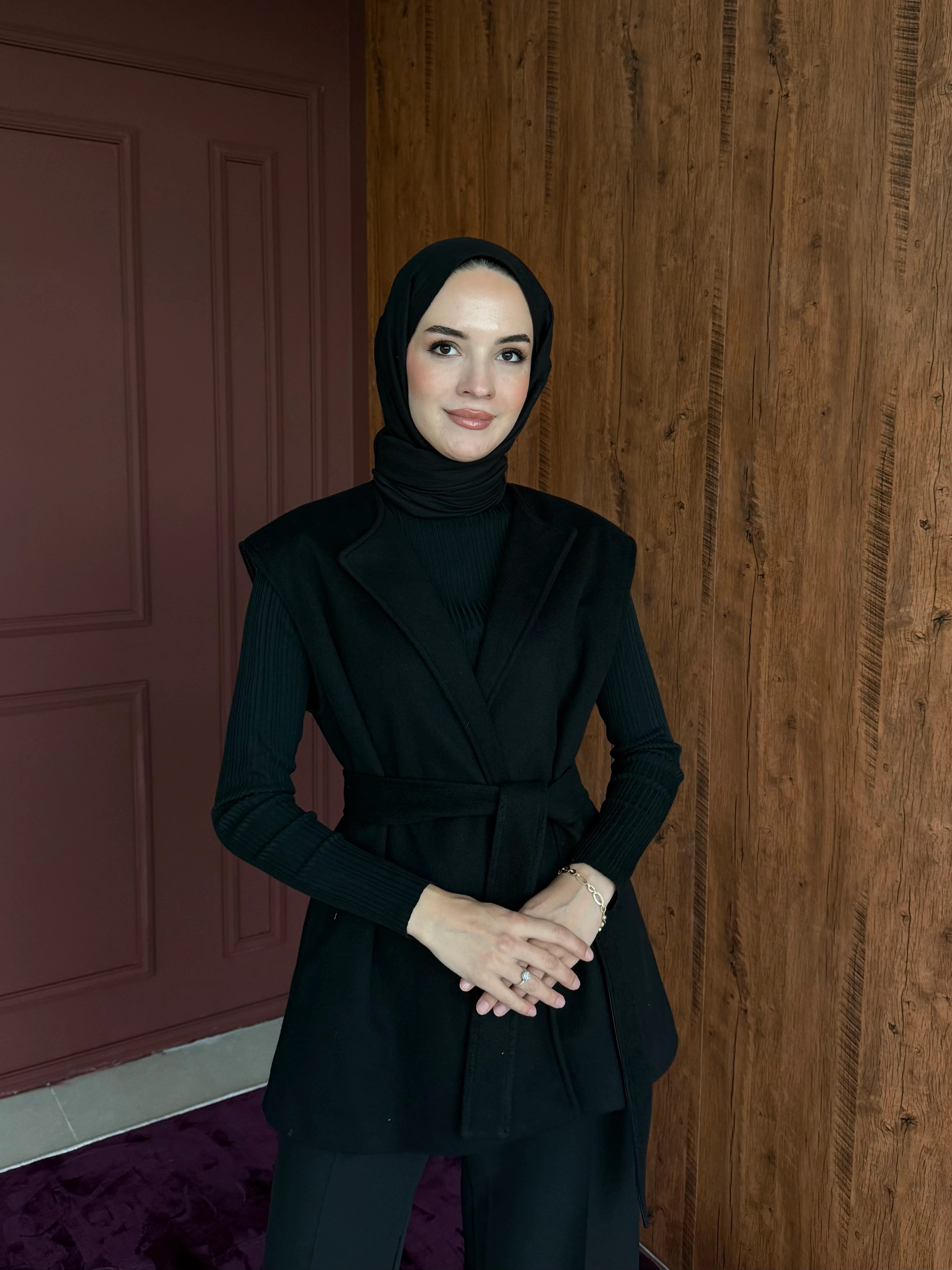 Venessa Vatkalı Kaban Yelek  - Siyah