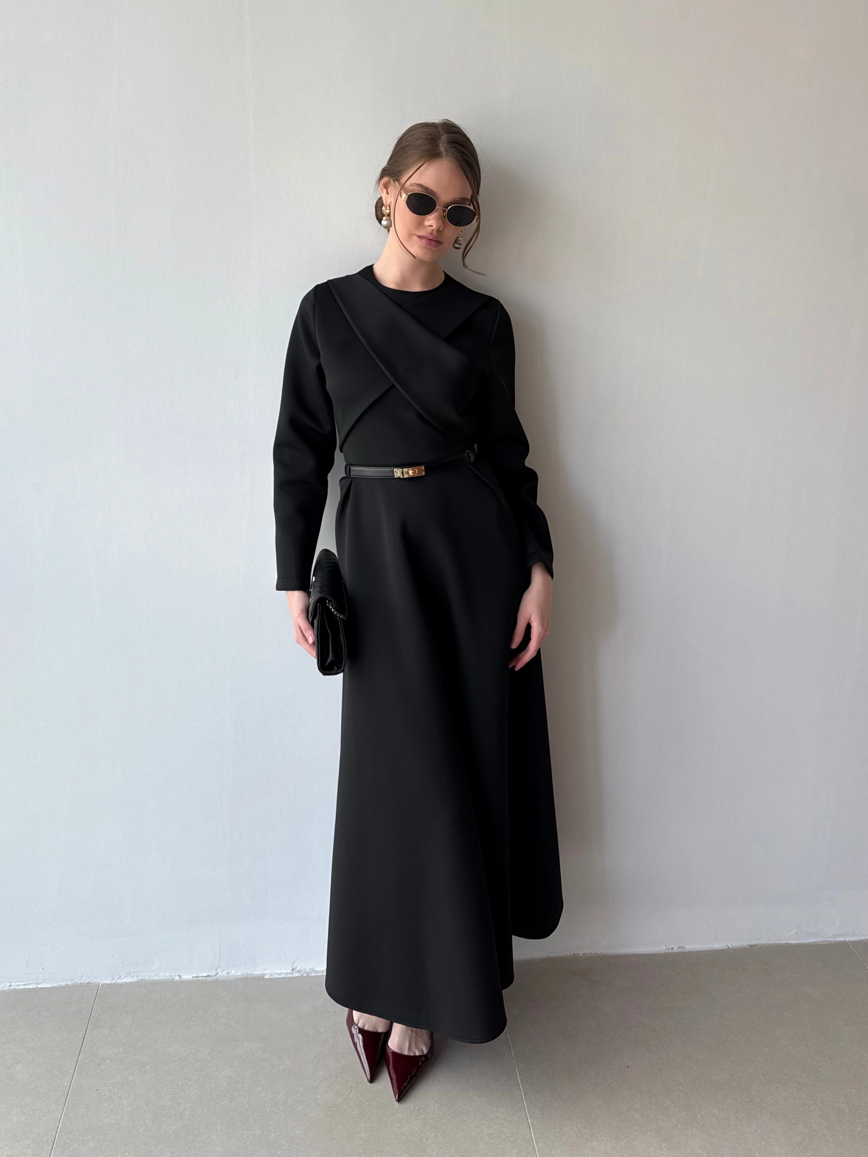 Tafra Scuba Elbise - Siyah