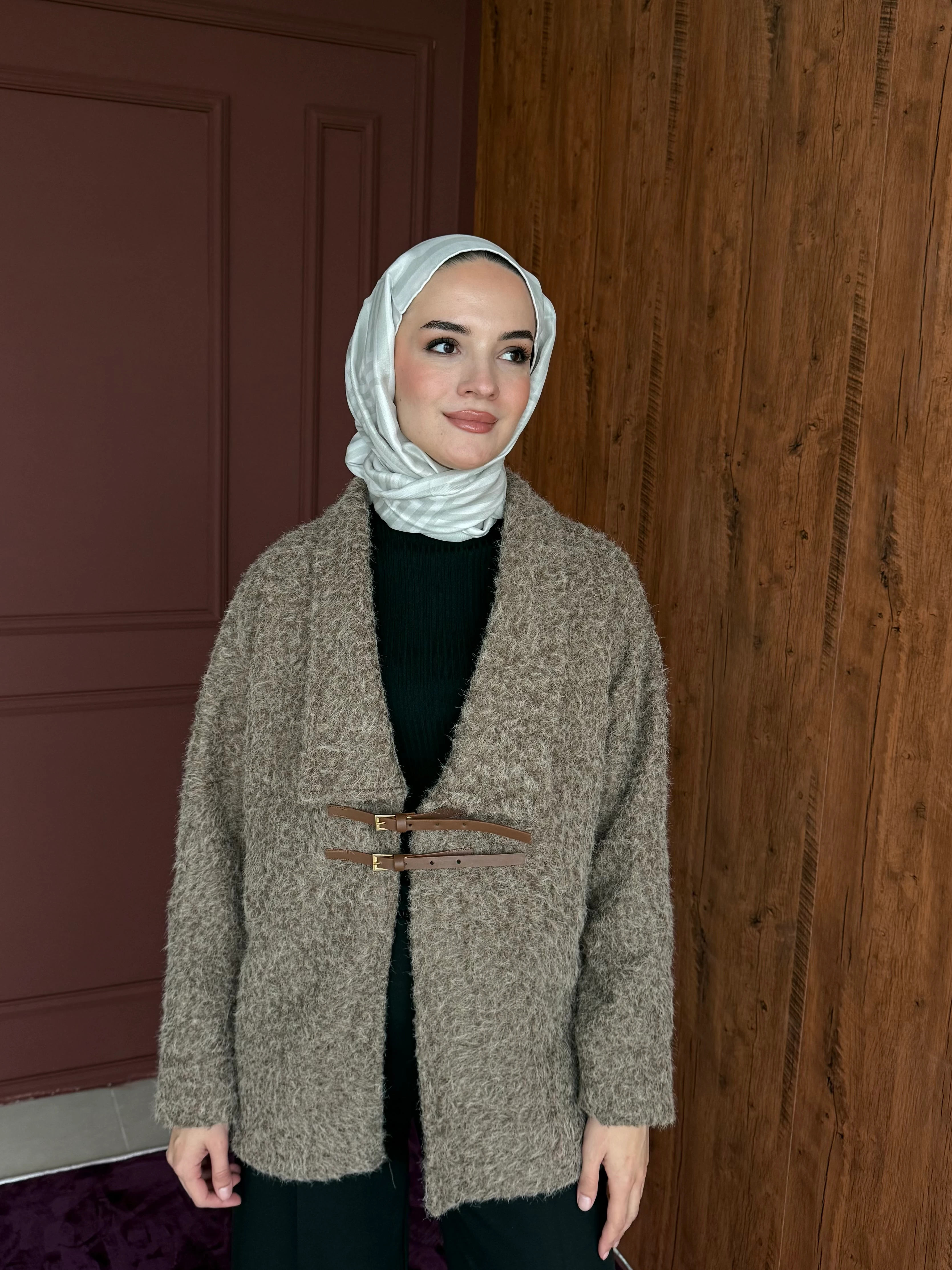 Hera Kemer Tokalı Kaşe Kaban - Taba