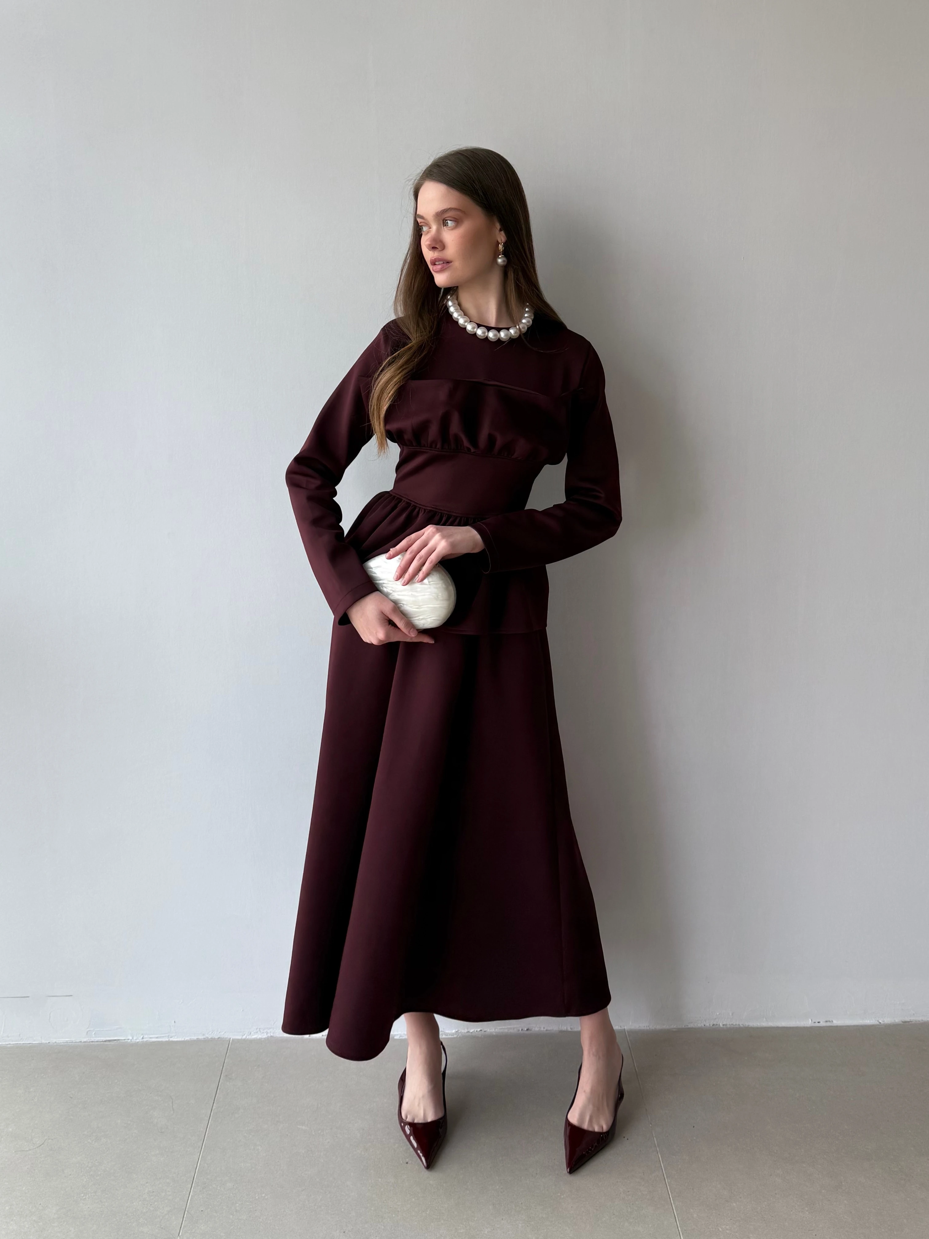 Piraye Etekli Takım - Bordo