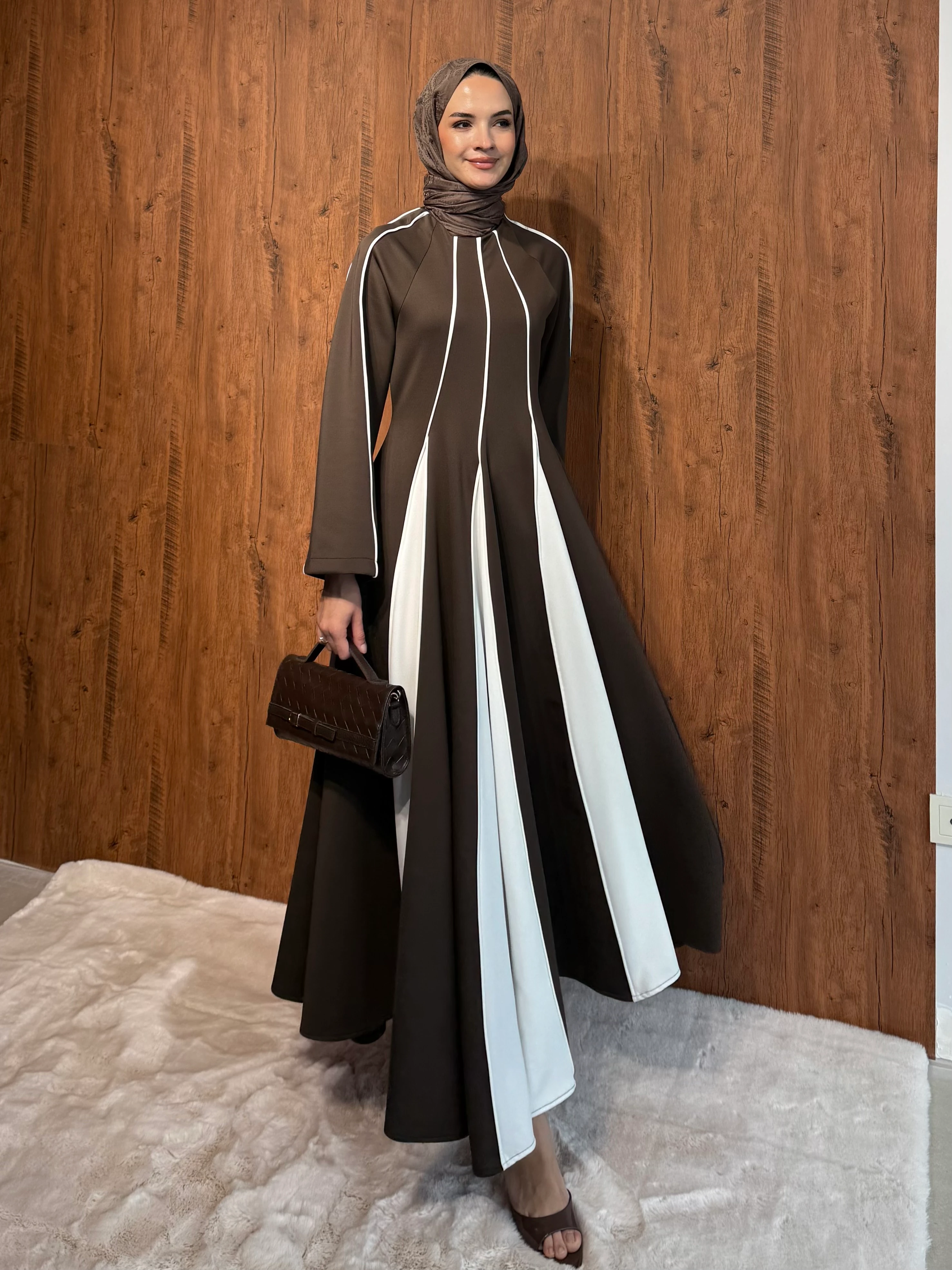 Siraye Elbise - Kahverengi