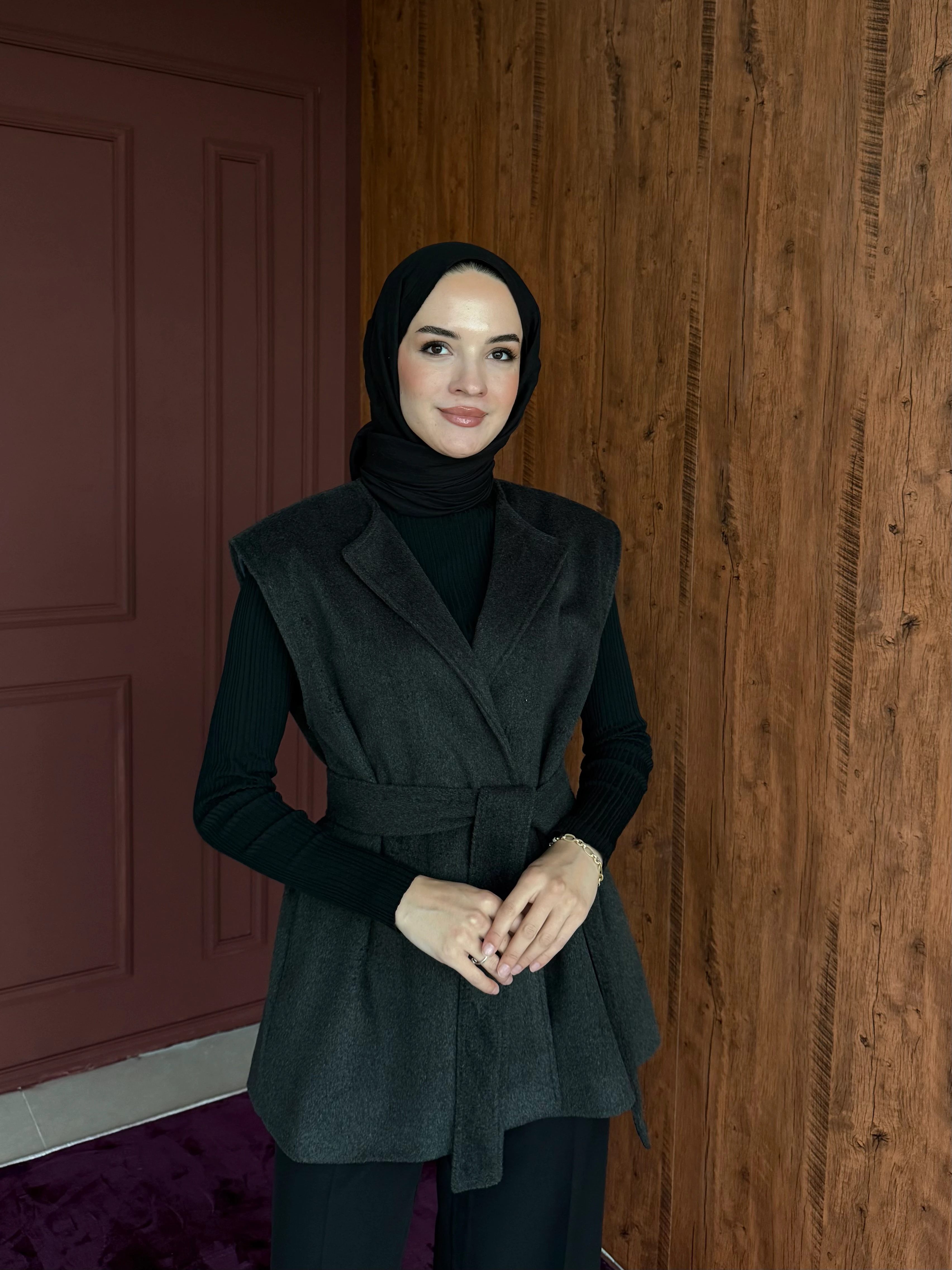 Venessa Vatkalı Kaban Yelek  - Gri