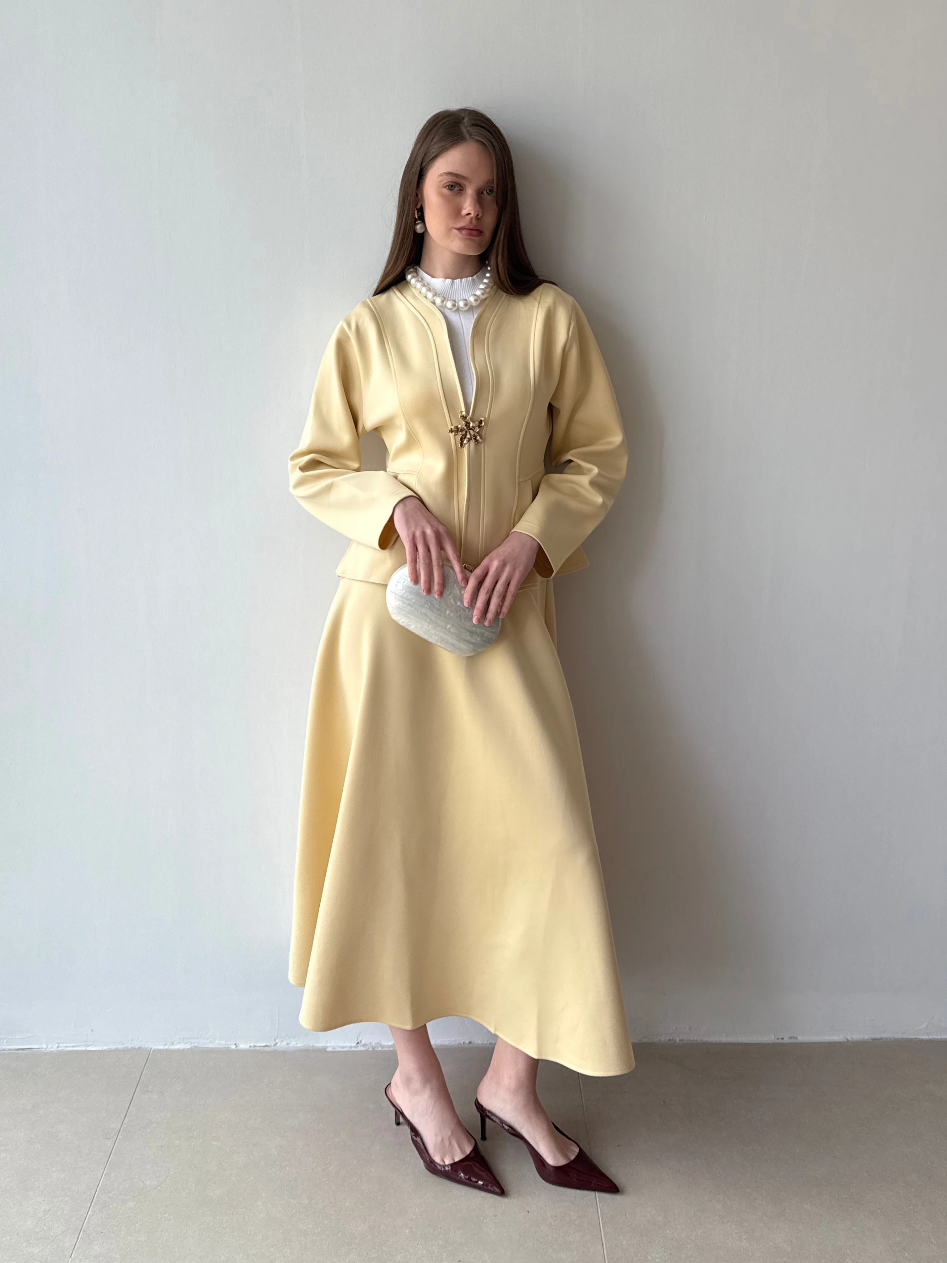 Vanelya Etekli Takım - Limon Sarısı