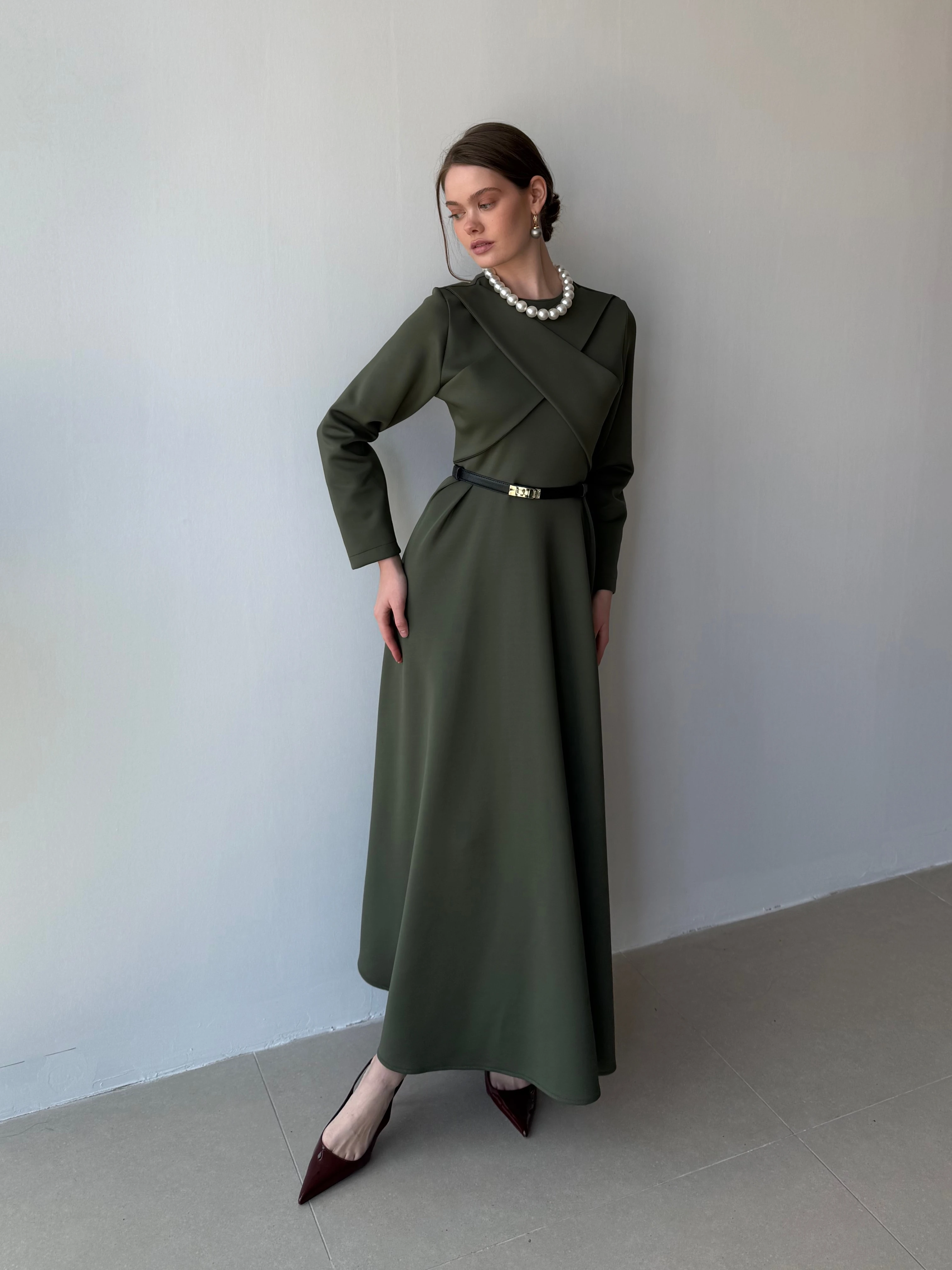 Tafra Scuba Elbise - Çağla Yeşili