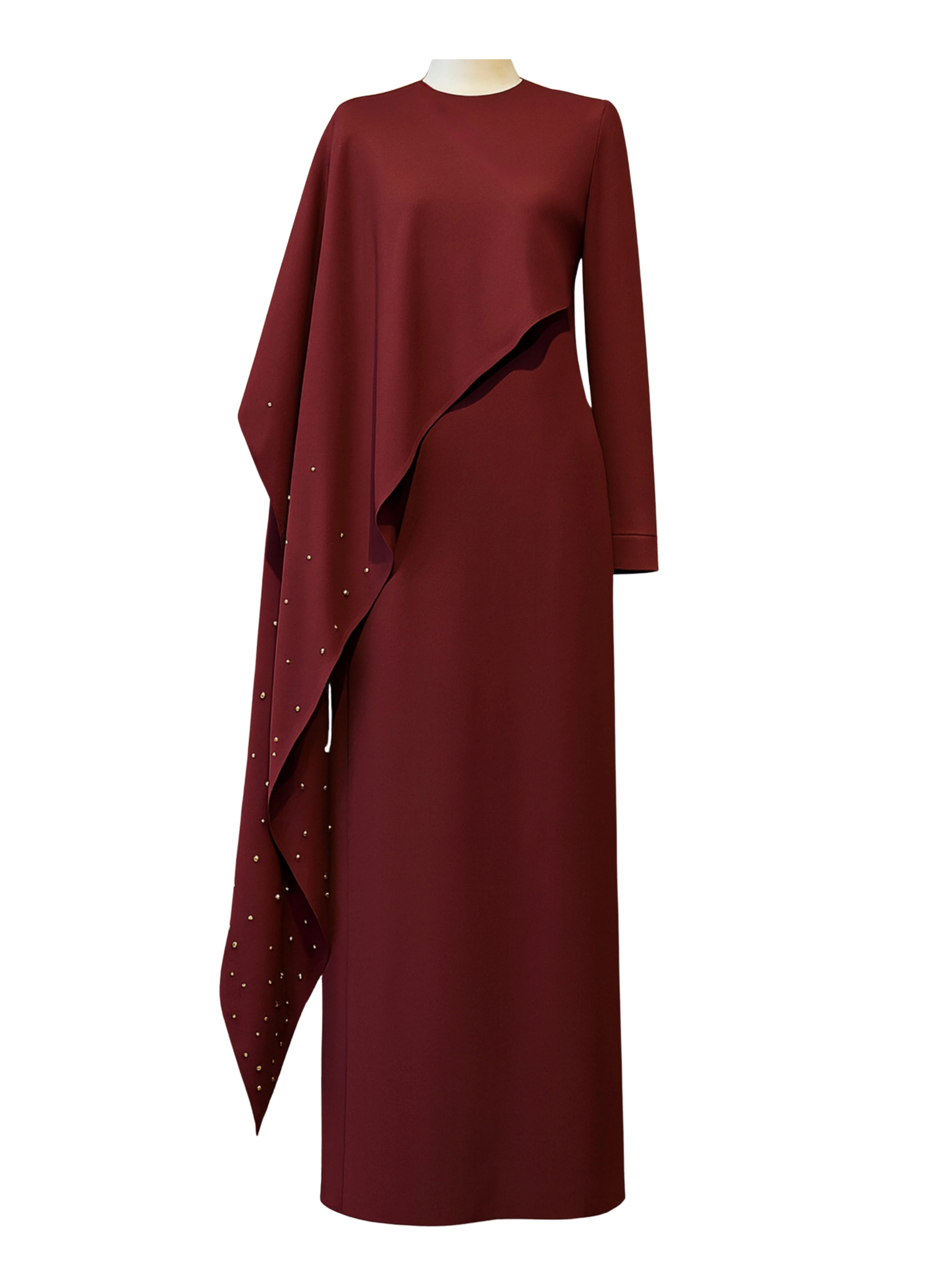 Opalya Taşlı Elbise - Bordo