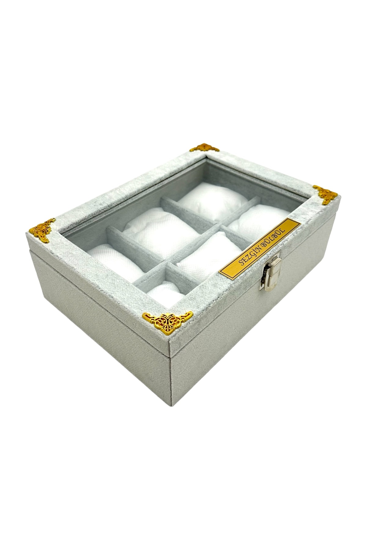 Saat Kutusu 6 Lı Camlı Süet Gri