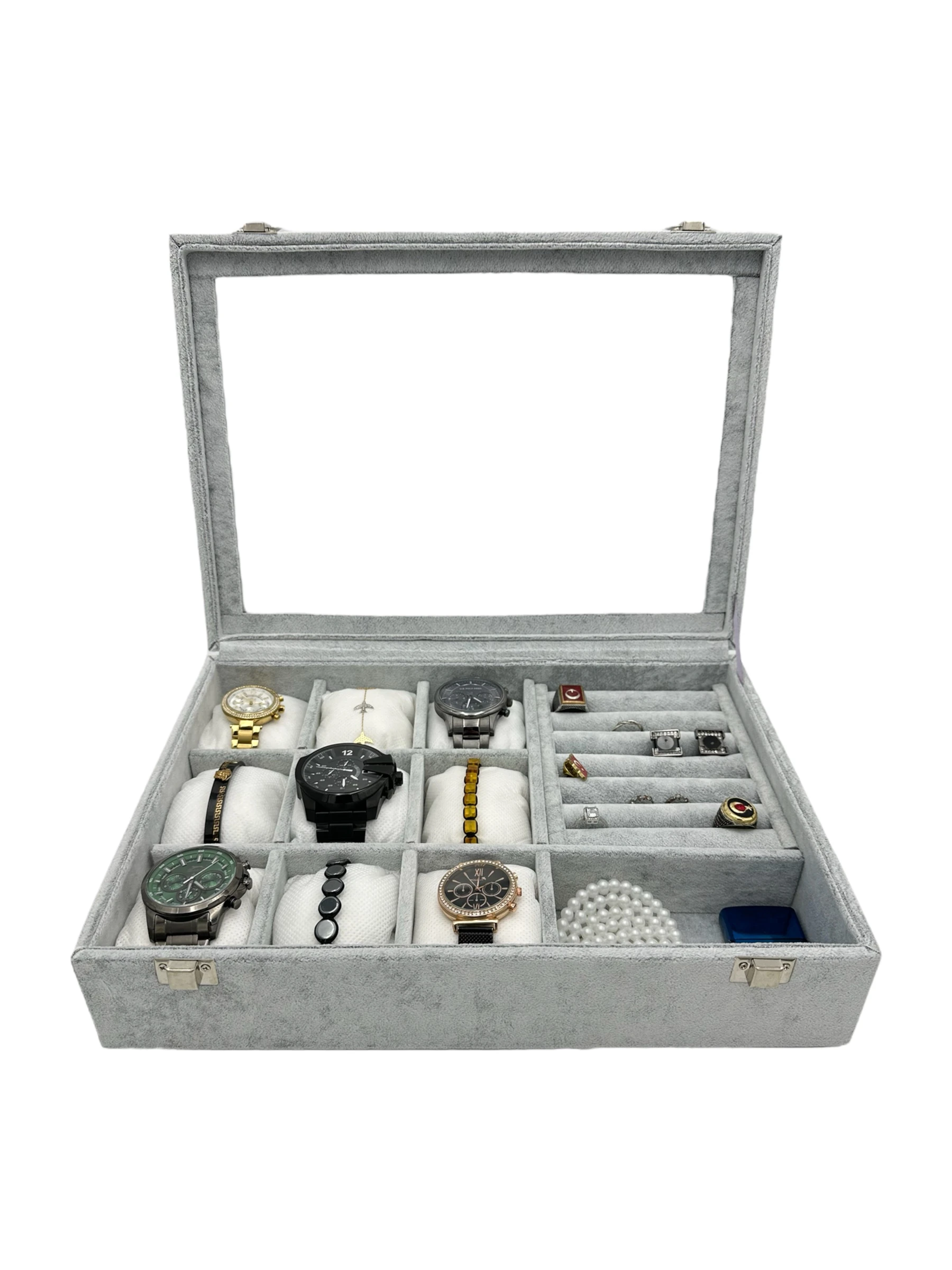 Karışık Takı Kutusu Gri Süet