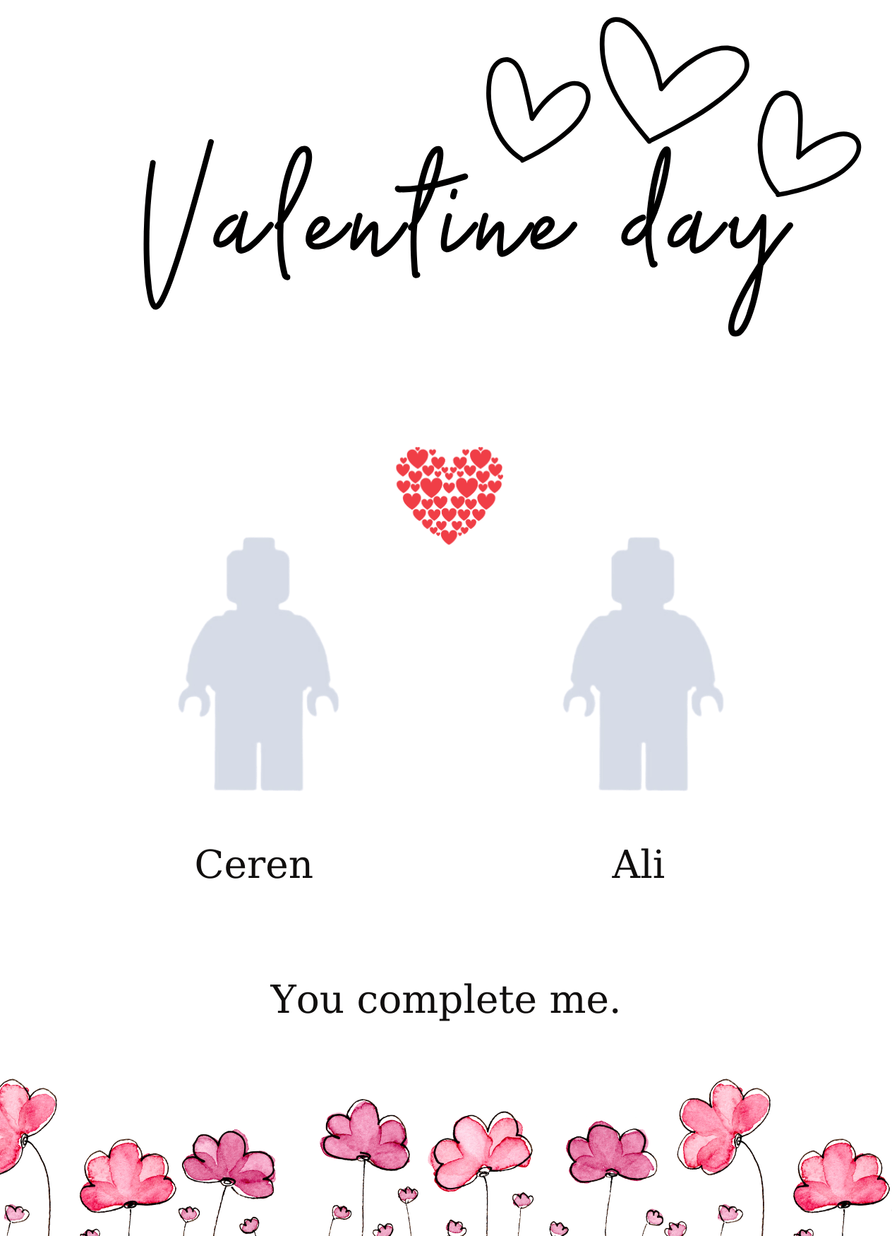 Sevgililer Günü You Complete me Kendin Tasarla Figür Tablo 13x18 Ikea Çerçeve