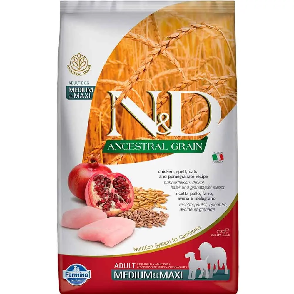 ND Düşük Tahıllı Tavuklu Orta Irk Köpek Maması 2.5 Kg