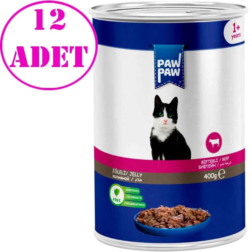 Pawpaw Kedi Konserve Maması Sığır Etli Soslu 400 Gr 12 AD