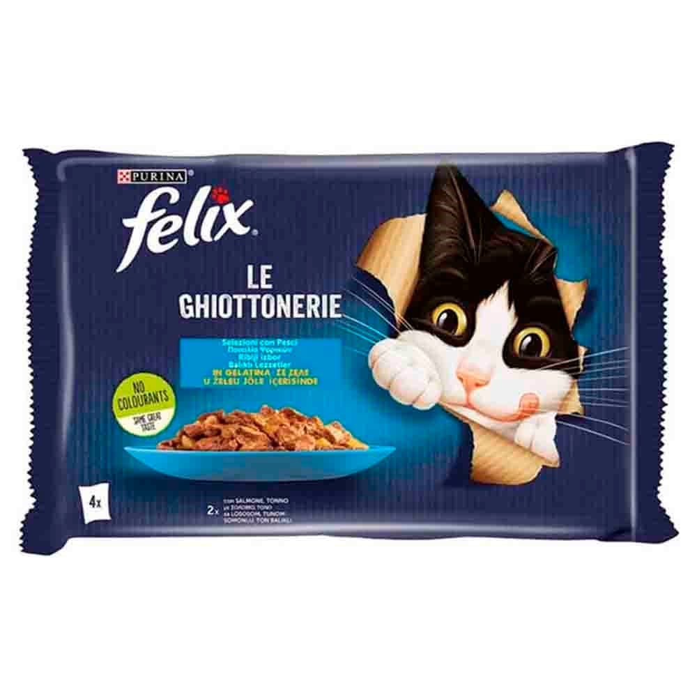 Felix Multipack Somonlu ve Ton Balıklı Yetişkin Kedi Yaş Maması 4x85 Gr
