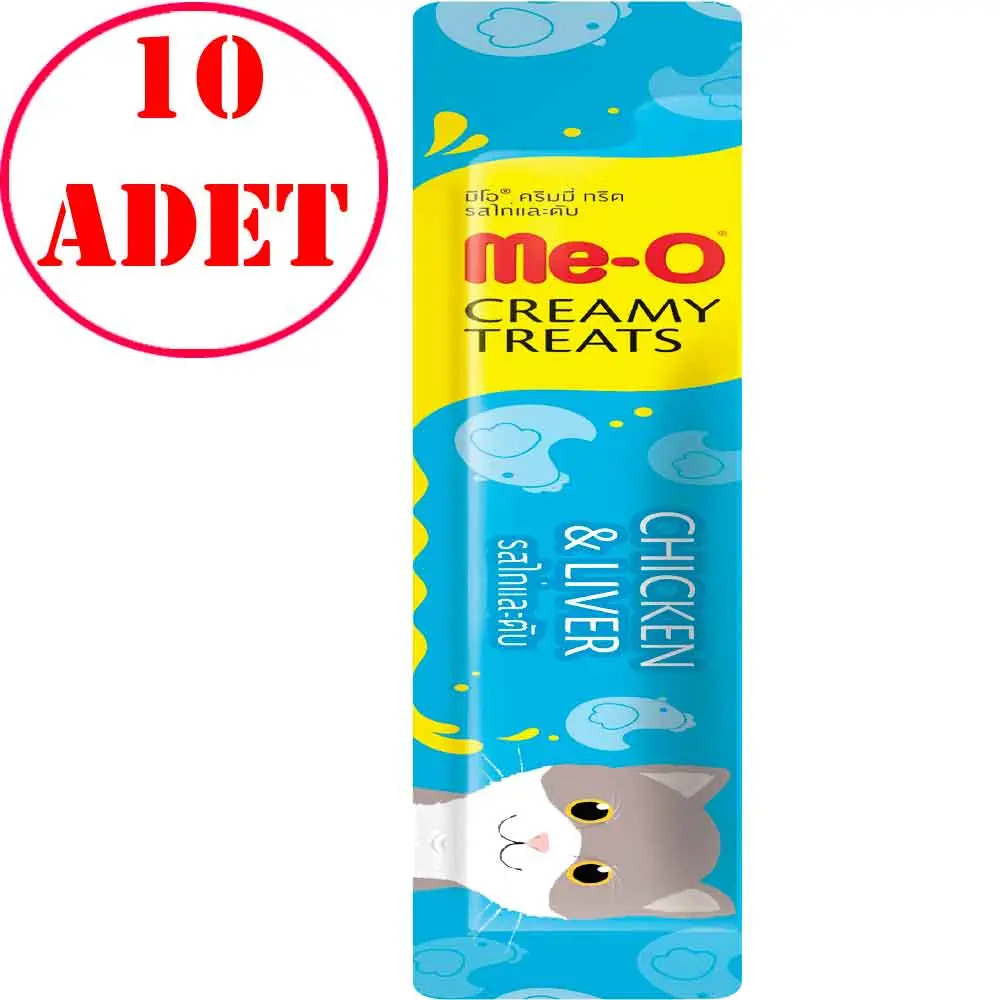 MeO Tavuklu ve Ciğerli Kedi Likit Ödül Tekli 15 Gr 10 AD