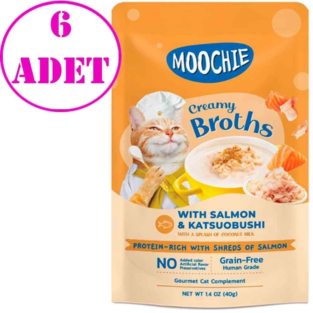 Moochie Kedi Çorbası Parça Salmon Katsuobushi Tahılsız 40 Gr 6 AD