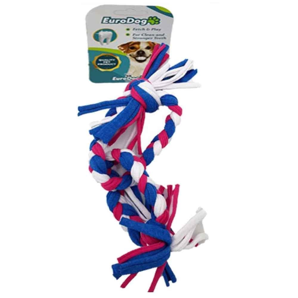 Euro Dog Köpek Diş İpi 2 Halka Beyaz/Kırmızı/Mavi 35 Cm