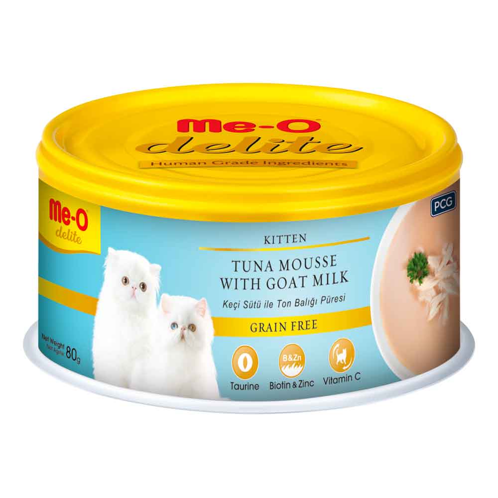 Meo Delite Keçi Sütlü Ton Balıklı Tahılsız Ezme Yavru Kedi Konservesi 80 Gr
