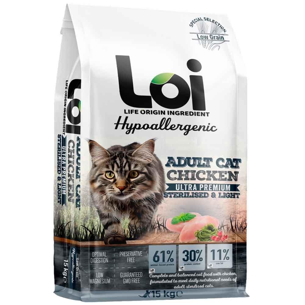 Loi Hipoalerjenik Sterilised Kısır Kedi Maması Tavuklu 15 Kg