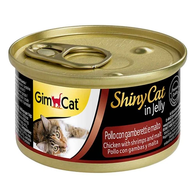 Gimcat Shiny Cat Jel İçinde Tavuk Karides ve Malt Özlü Konserve 70 gr