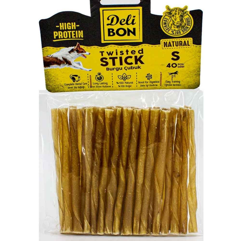 DeliBon Köpek Ödül Kemiği Burgu Çubuk İnce 40 Ad Natural
