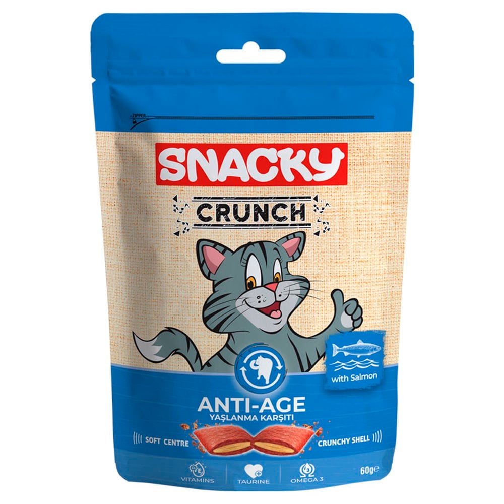 Snacky Crunchy Somonlu Kedi Ödülü Anti-Age 60 gr