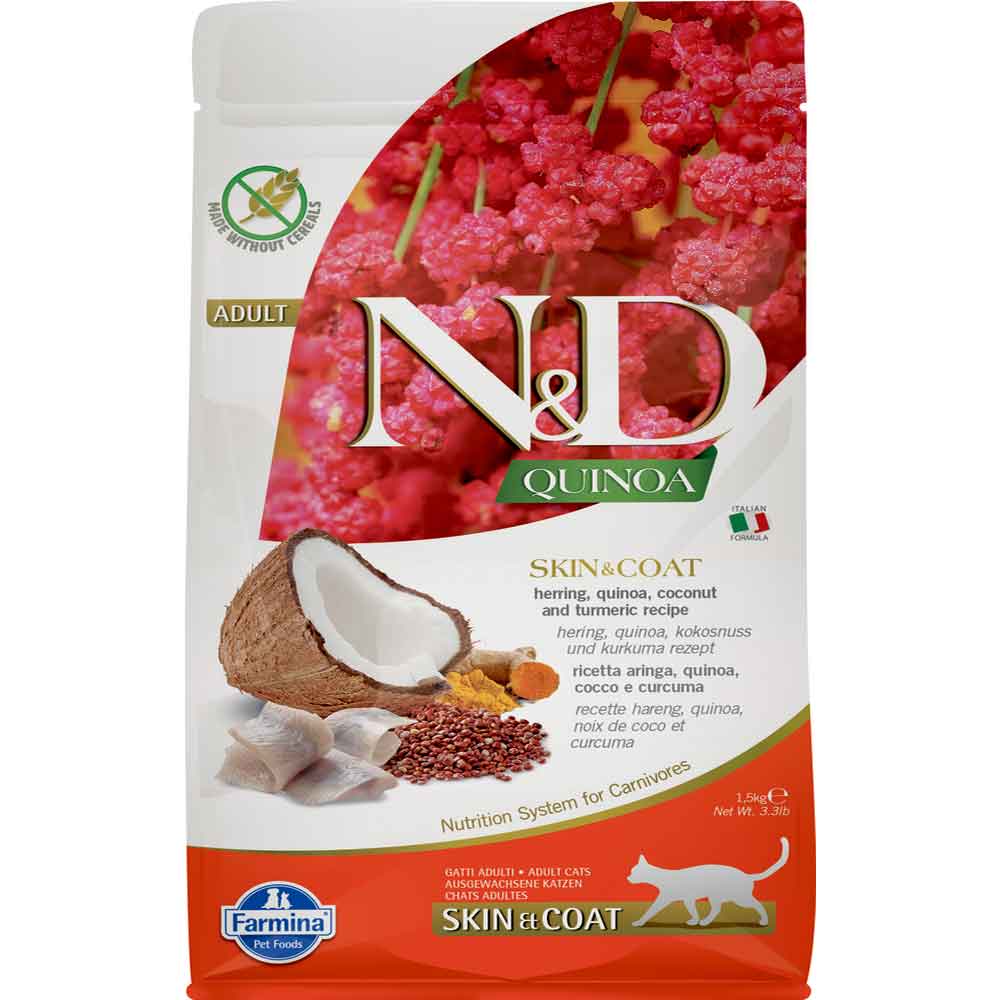 N&D Quinoa Skin Coat Ringa Balığı Kedi Maması 1,5 kg
