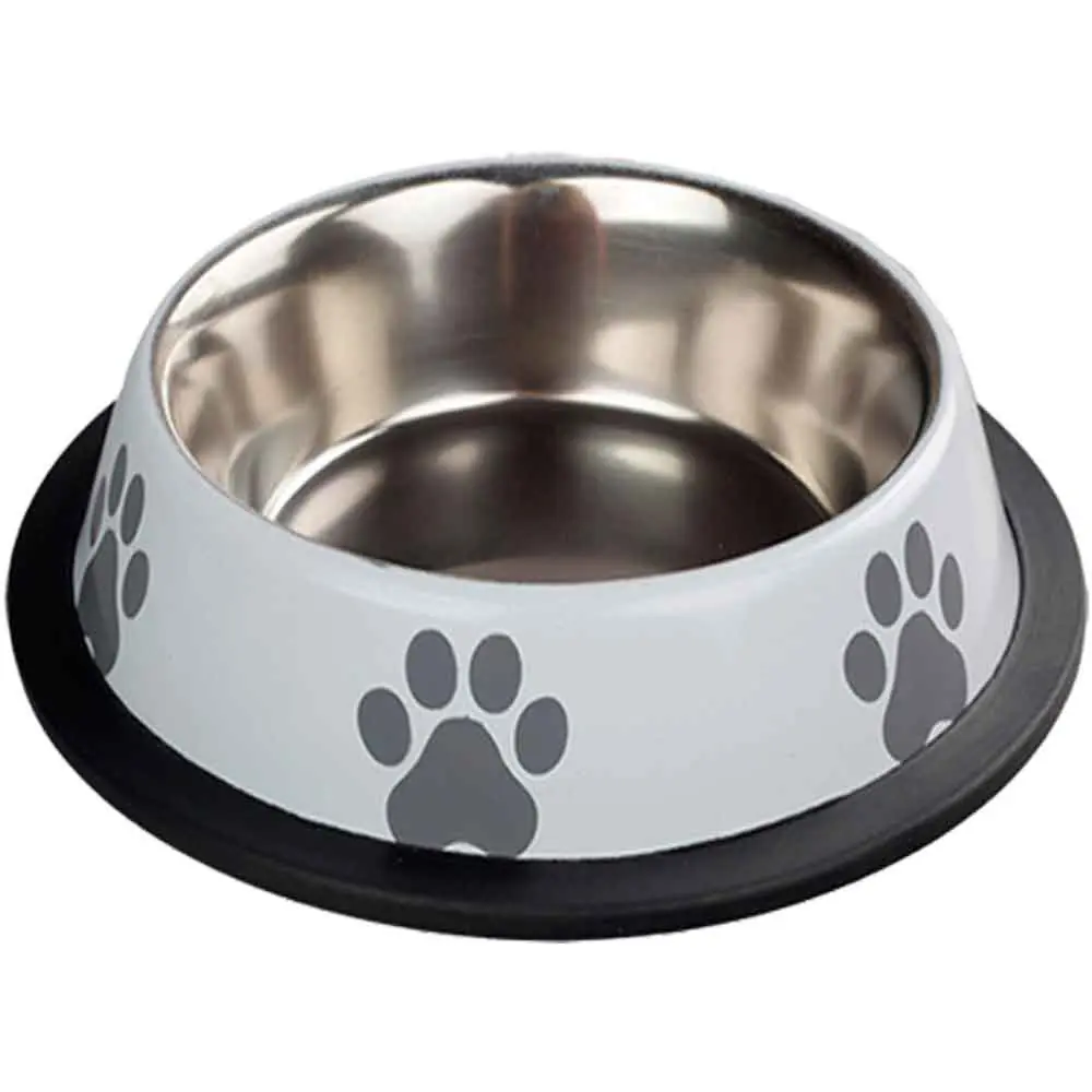 Ankur Oripet Pati Baskılı Beyaz Metal Mama ve Su Kabı 8 Oz 12 Cm